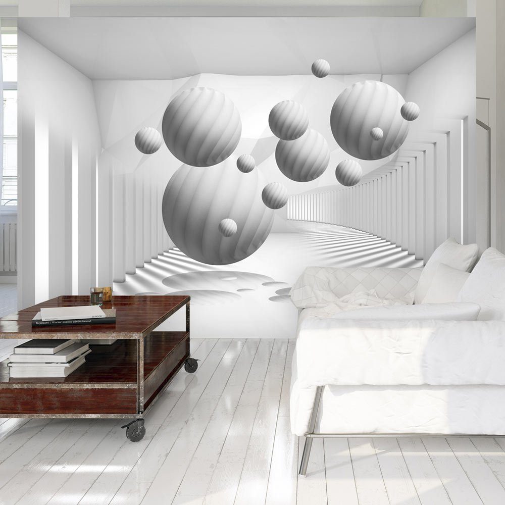 KUNSTLOFT Vliestapete Balls in White 2.5x1.75 m, halb-matt, lichtbeständige Design Tapete