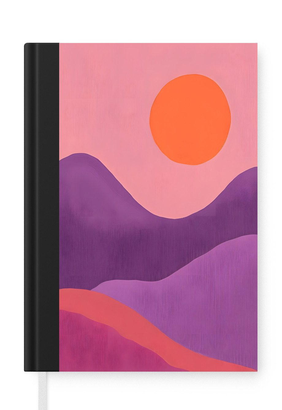 MuchoWow Notizbuch Sonne - Hügel - Lila - Abstrakt, Notebook, Notizblock a5, Tagebuch, Journal Liniert