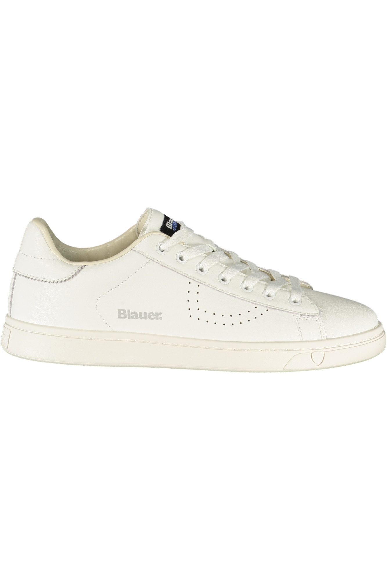 Blauer Sneaker Weißer Herrensportschuh mit Schnürsenkeln und