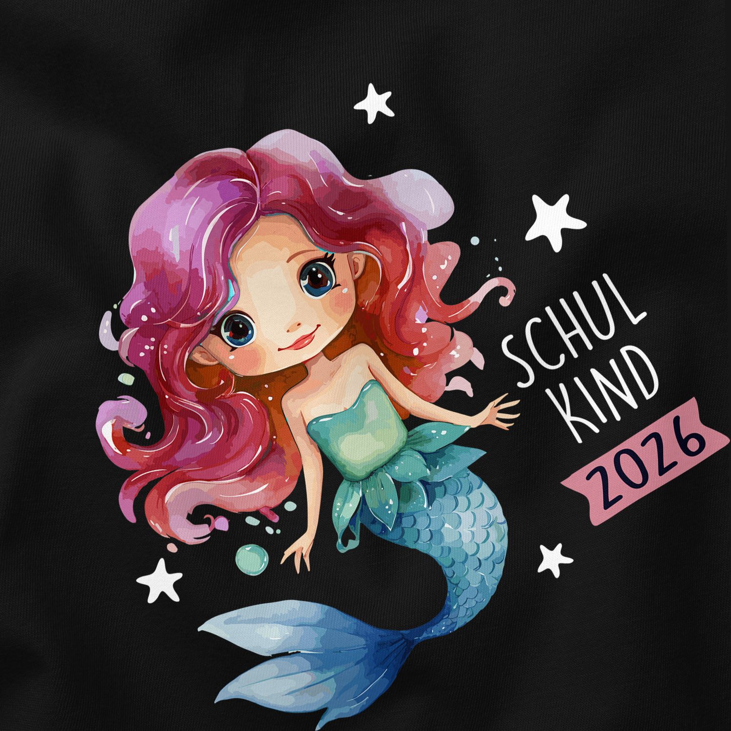 SpecialMe Print-Shirt Mädchen Einschulung T-Shirt 2026 Meerjungfrau – Schulkind 2026 Shirt – Bild 5 von 5
