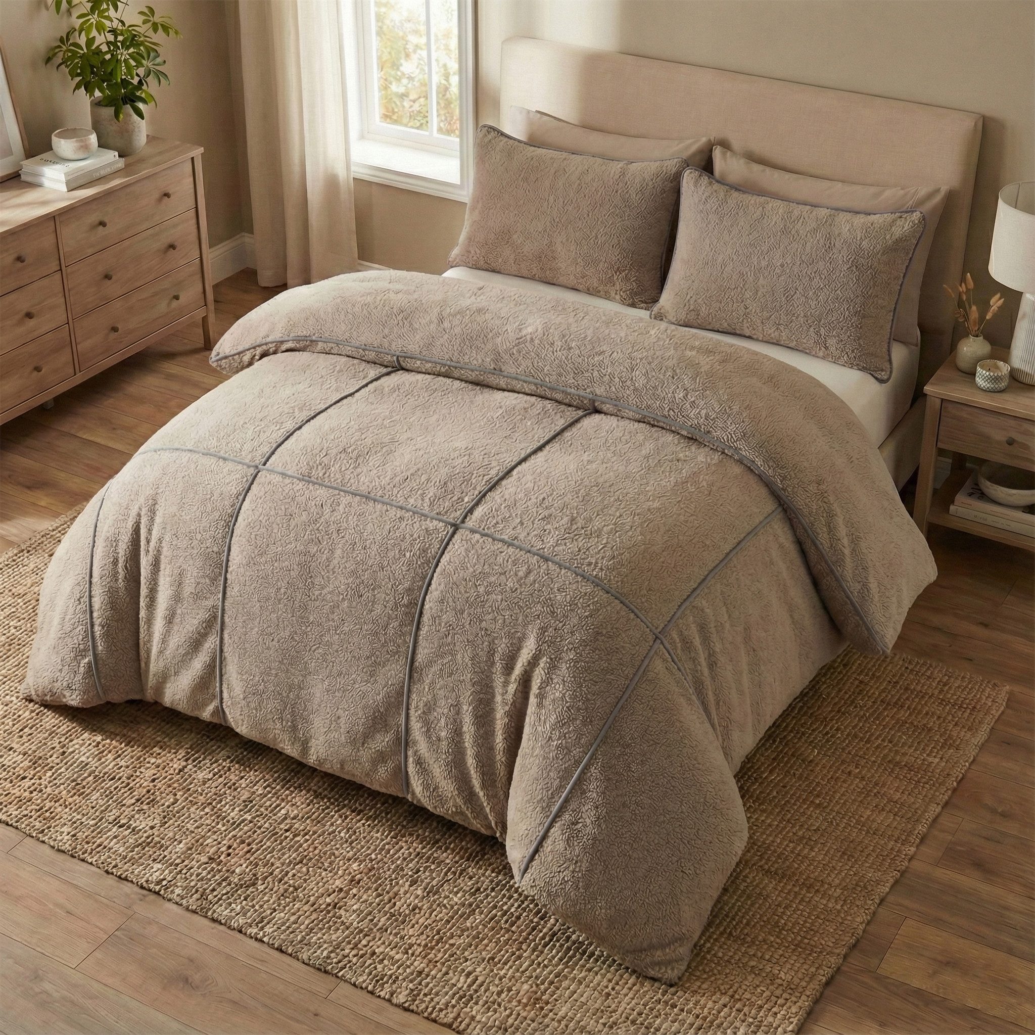 Sitheim® Bettwäsche TRIM Teddy Bettbezug mit Kissenbezug, Mikrofaser, 3 teilig
