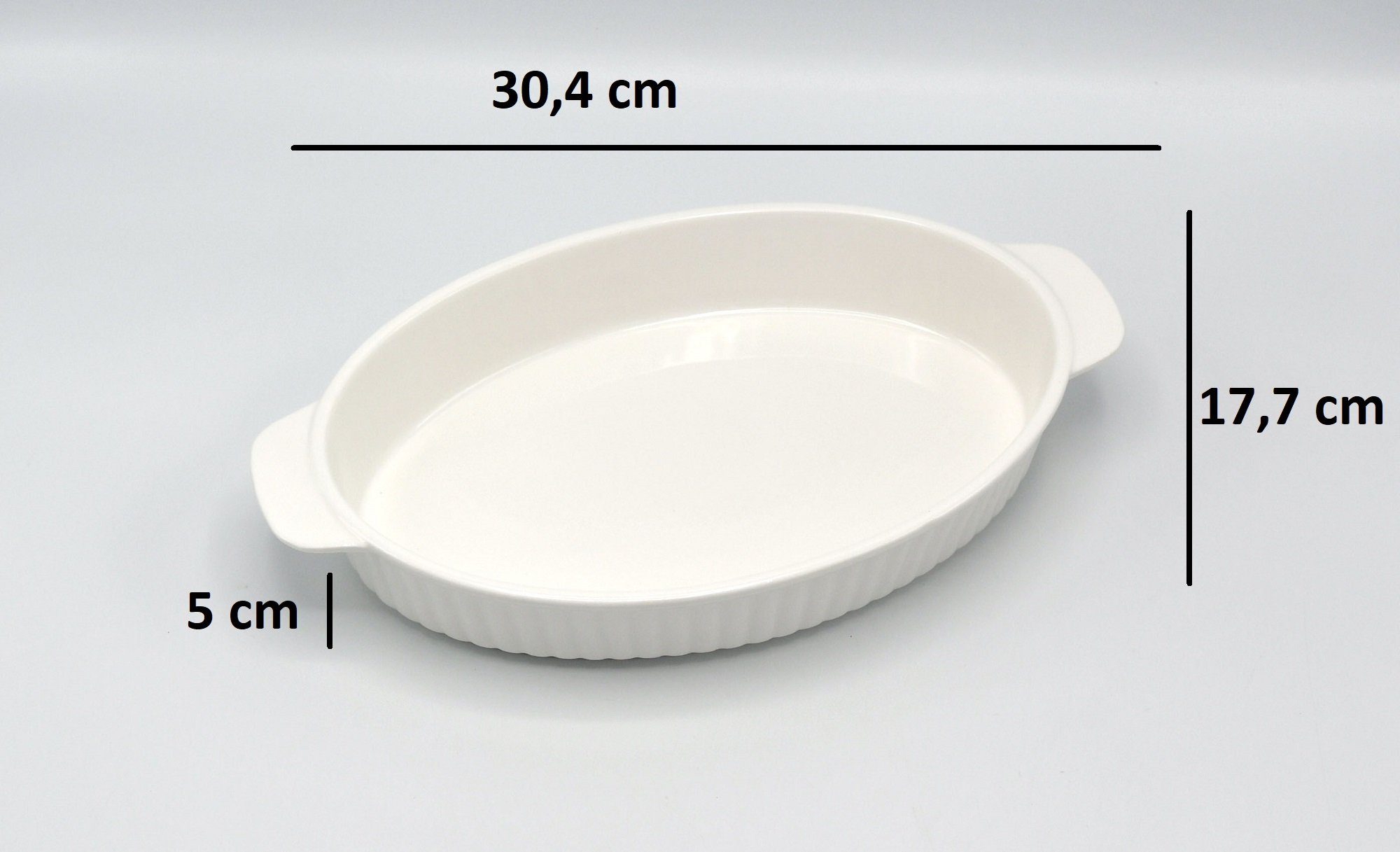 Florina Auflaufform Hübsche Küchenform, Auflaufform, Backform, Lasagneform oval, Keramik, (1-St), mit kleinen praktischen Griffen 30,4/17,7/5 cm Alta PM310