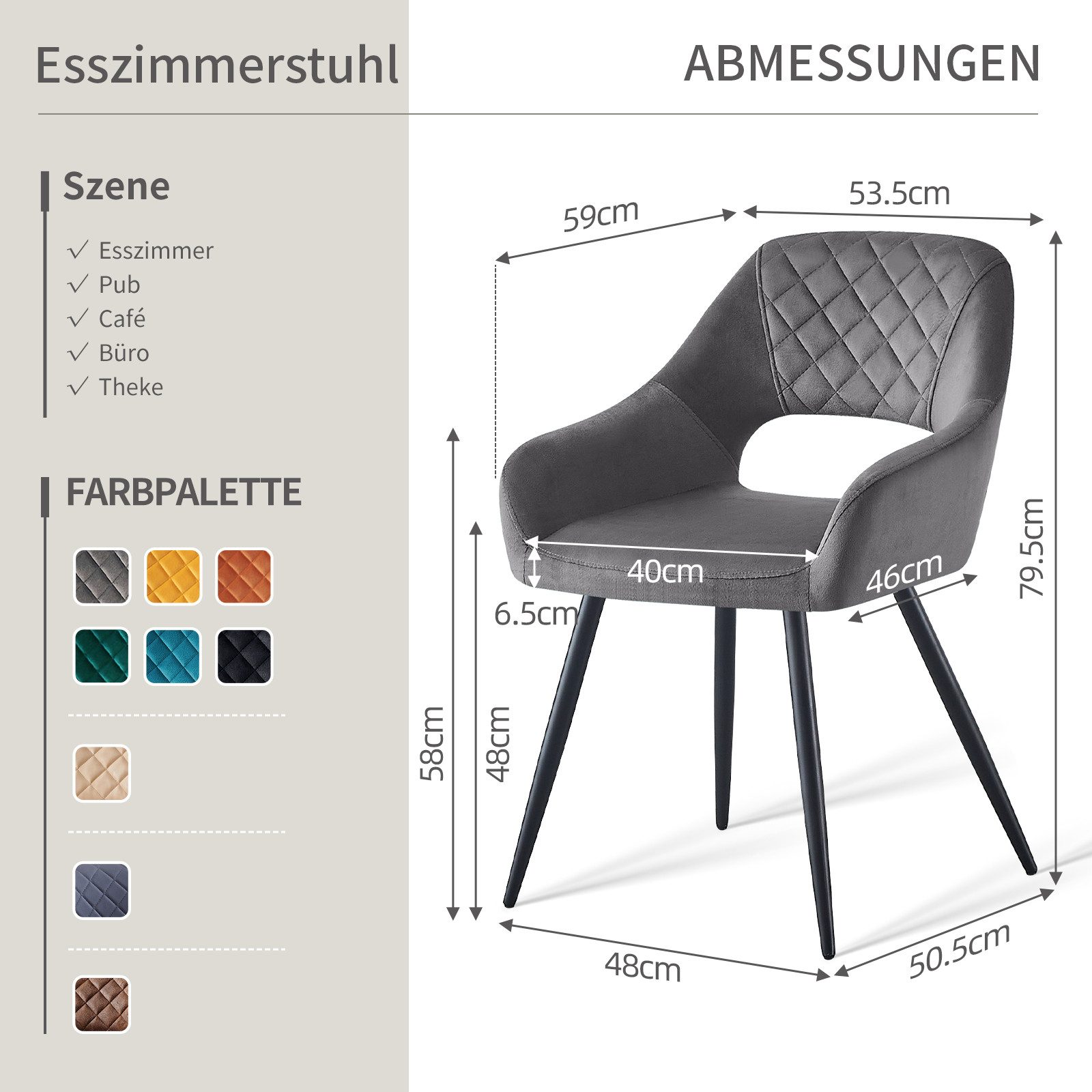 JYMTOM Esszimmerstuhl gepolsterter Sitz mit offener Rückenlehne und Stoffbe günstig online kaufen
