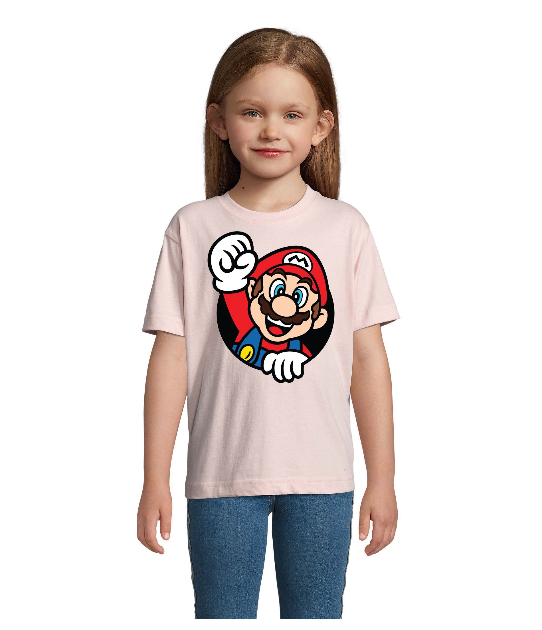 Blondie & Brownie T-Shirt Kinder Super Mario Faust Nerd Konsole Gaming Spiel Nintendo Konsole Rosa