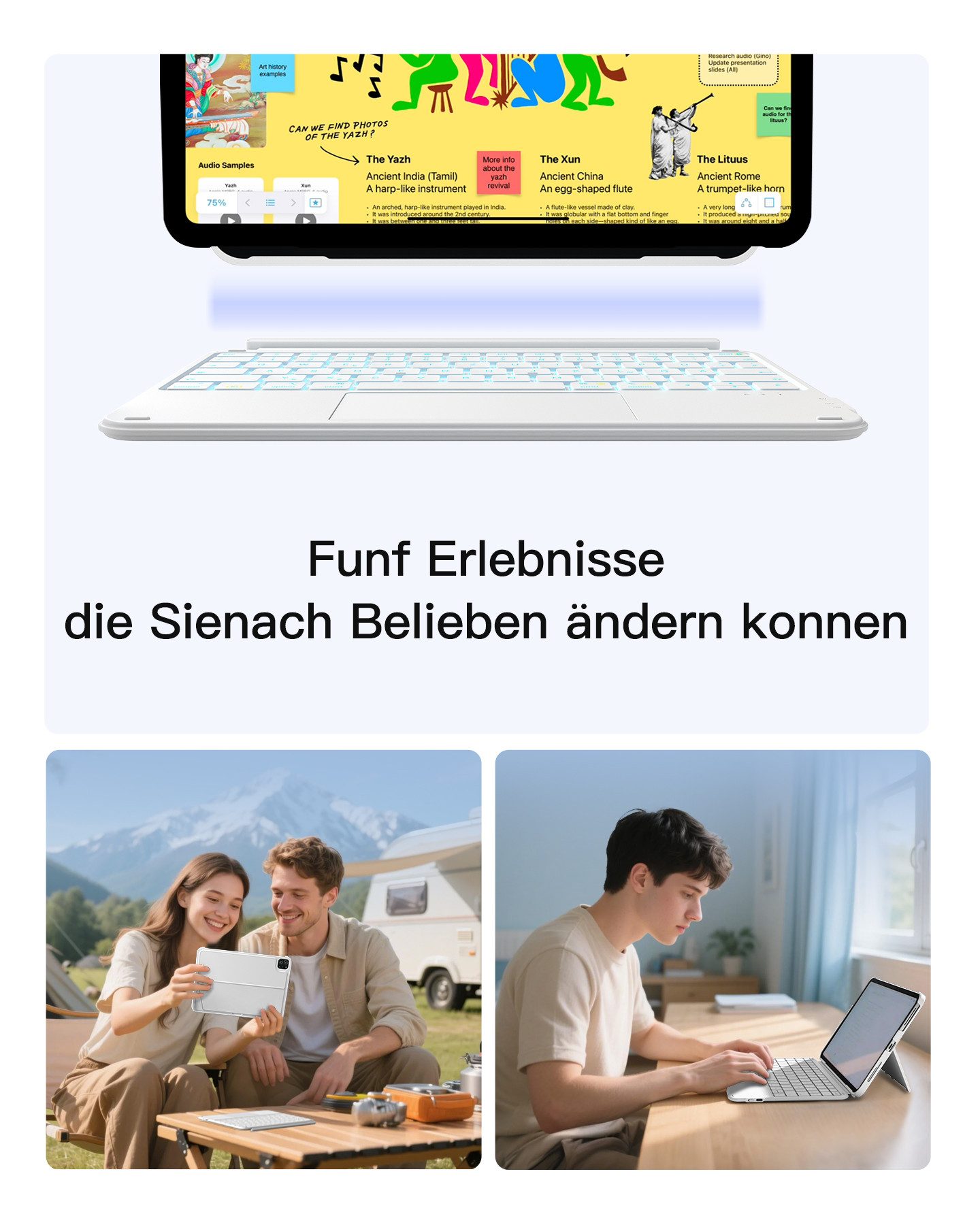 Inateck für iPad 11 Gen A16, 11 Zoll iPad Air M4 M3, iPad 10, iPad Pro 4/3/2/1 iPad-Tastatur (Ultraleichte, Abnehmbare Tastatur mit Touchpad, Tragbar) – Bild 3 von 5