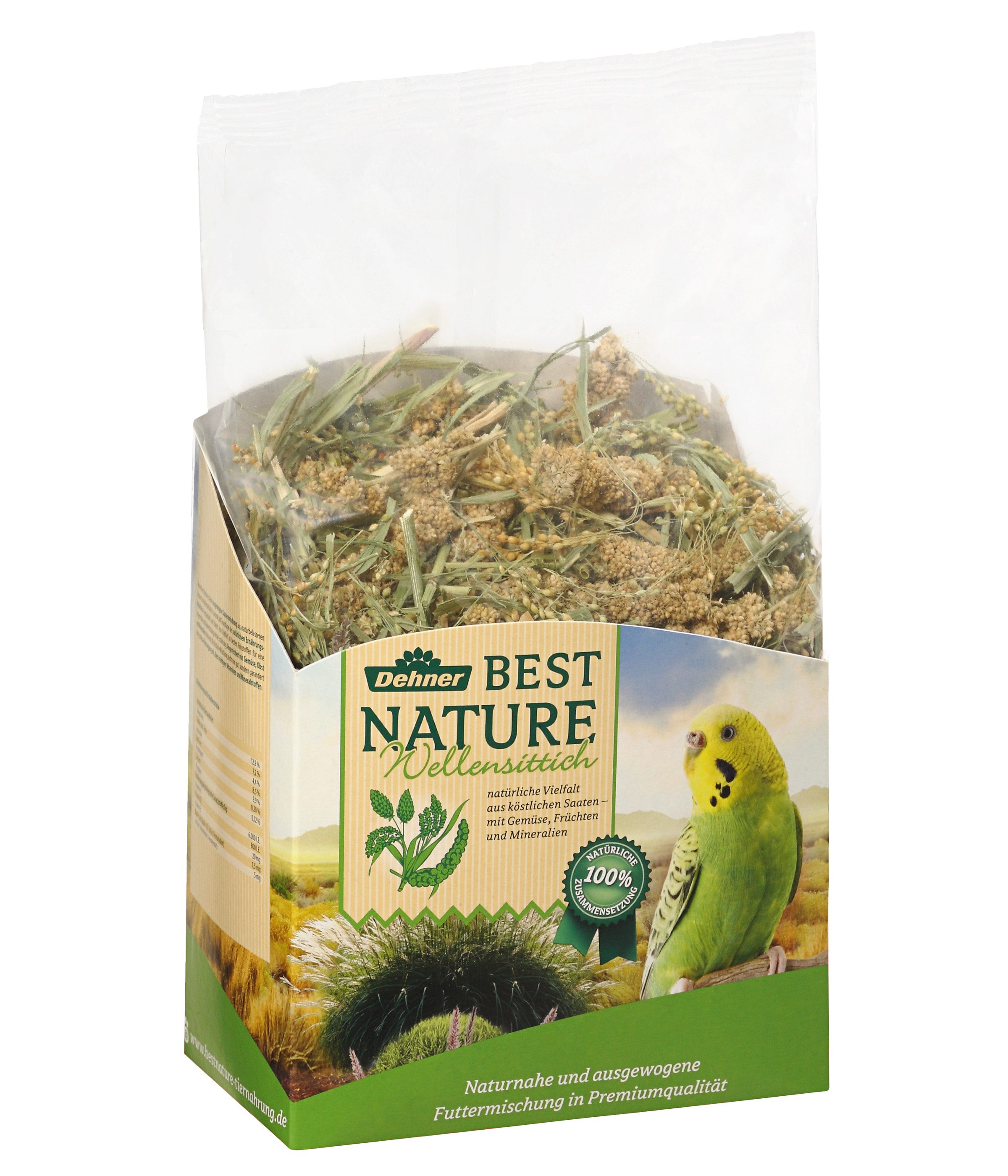 Dehner Best Nature Wellensittich Futter, 2.5 kg, Premium Hauptfutter für Ziervögel