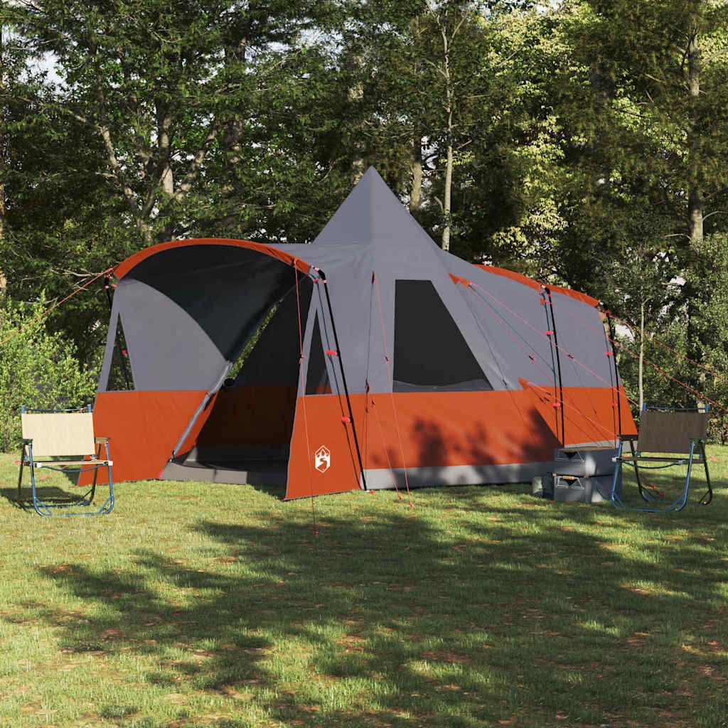 vidaXL Tipi-Zelt Teepee Zelt für 8 Personen Grau und Orange 720 x 465 x 295 cm, (1 tlg)