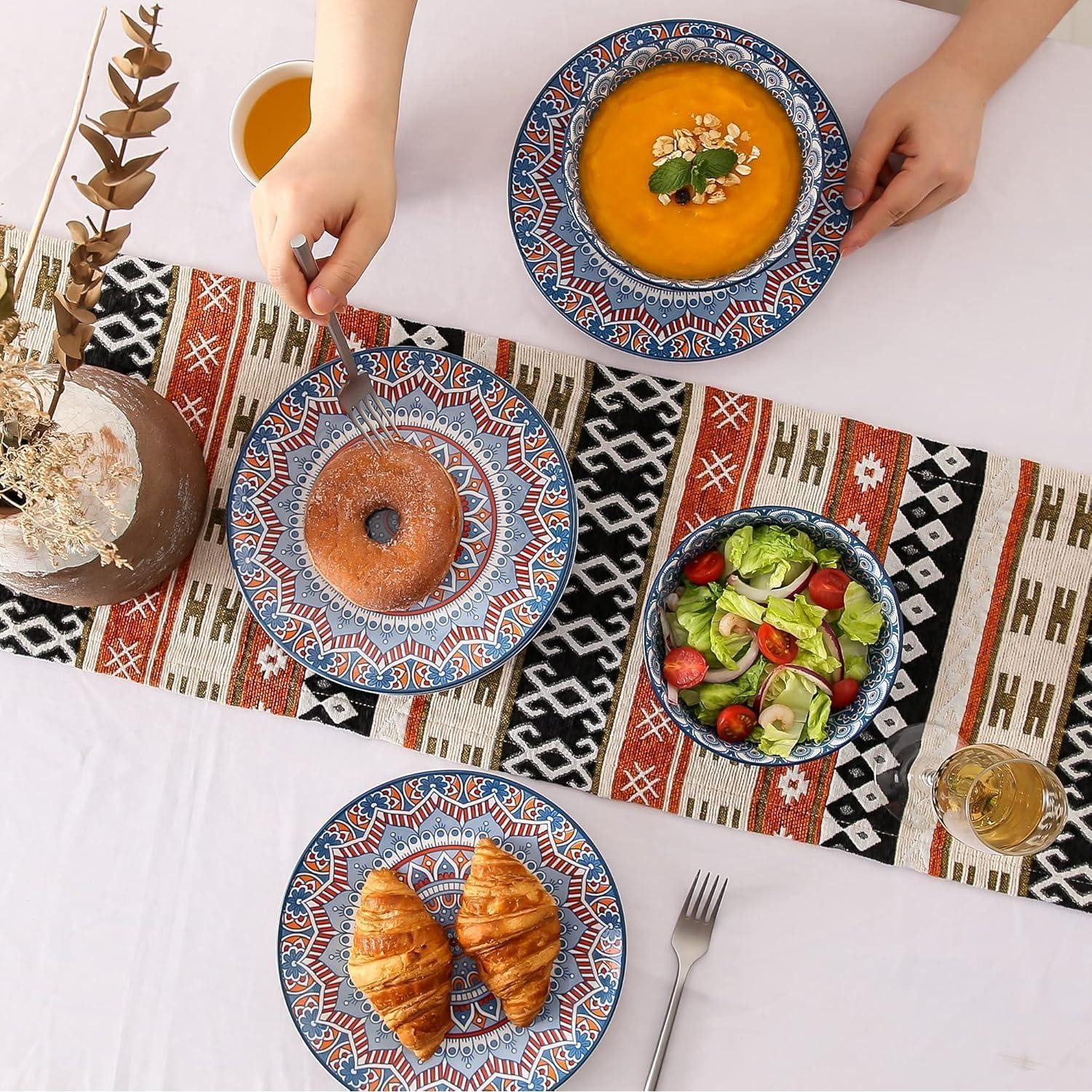 LuxusKollektion Kuchenteller Kuchenteller Dessertteller Porzellan 4pcs Dessertteller Mandala-türkis