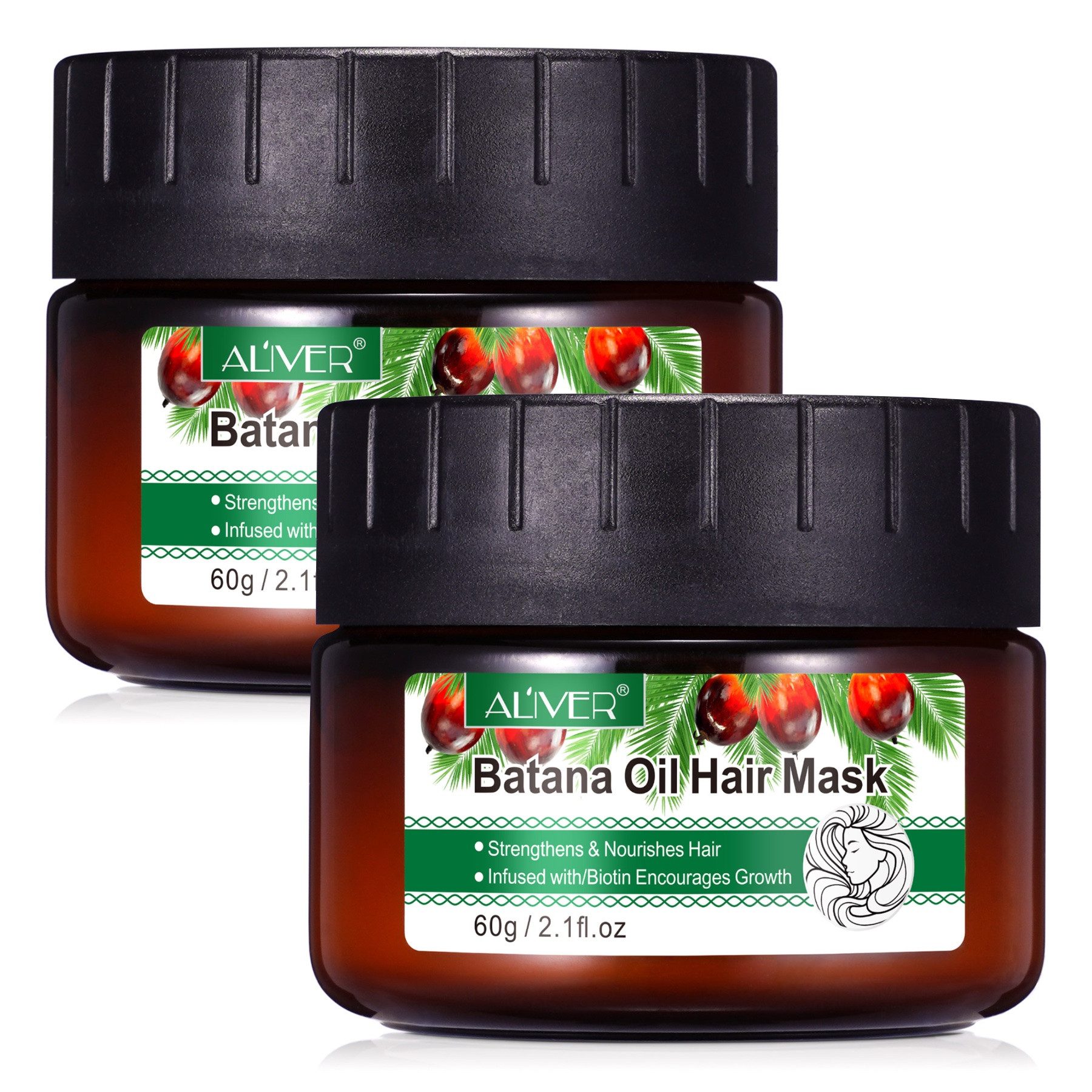 ALIVER Haarmaske Haarwachstum Haarpflege Intensivpflege Batana Öl für Haare Vegan, 2-tlg., Haarmaske, Haarpflege, Batana Öl, Aliver