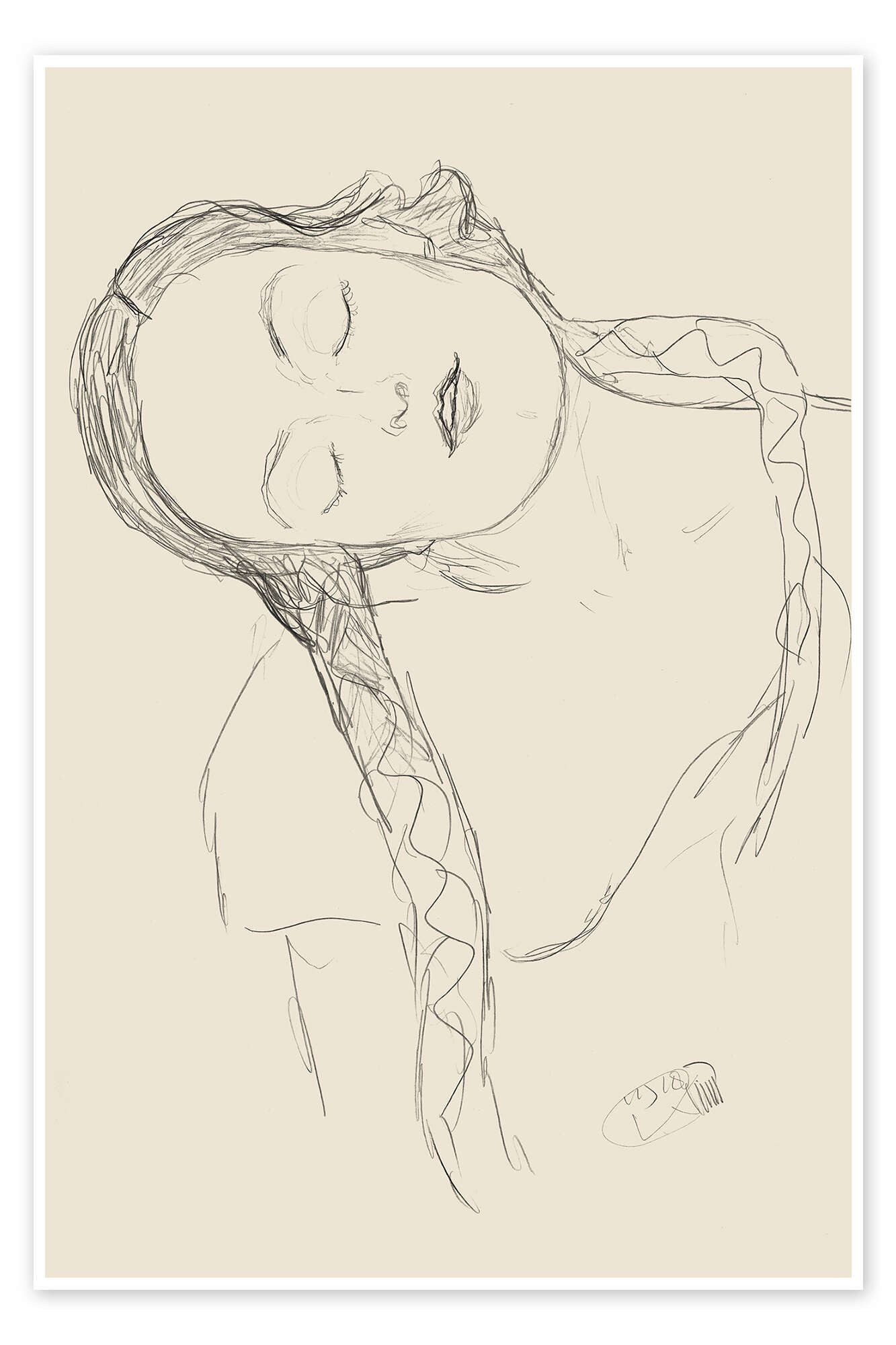 Posterlounge Wandbild Halbfigur einer jungen Frau, Gustav Klimt, erhältlich als Poster, Leinwandbild, Wandsticker oder Acrylglasbild
