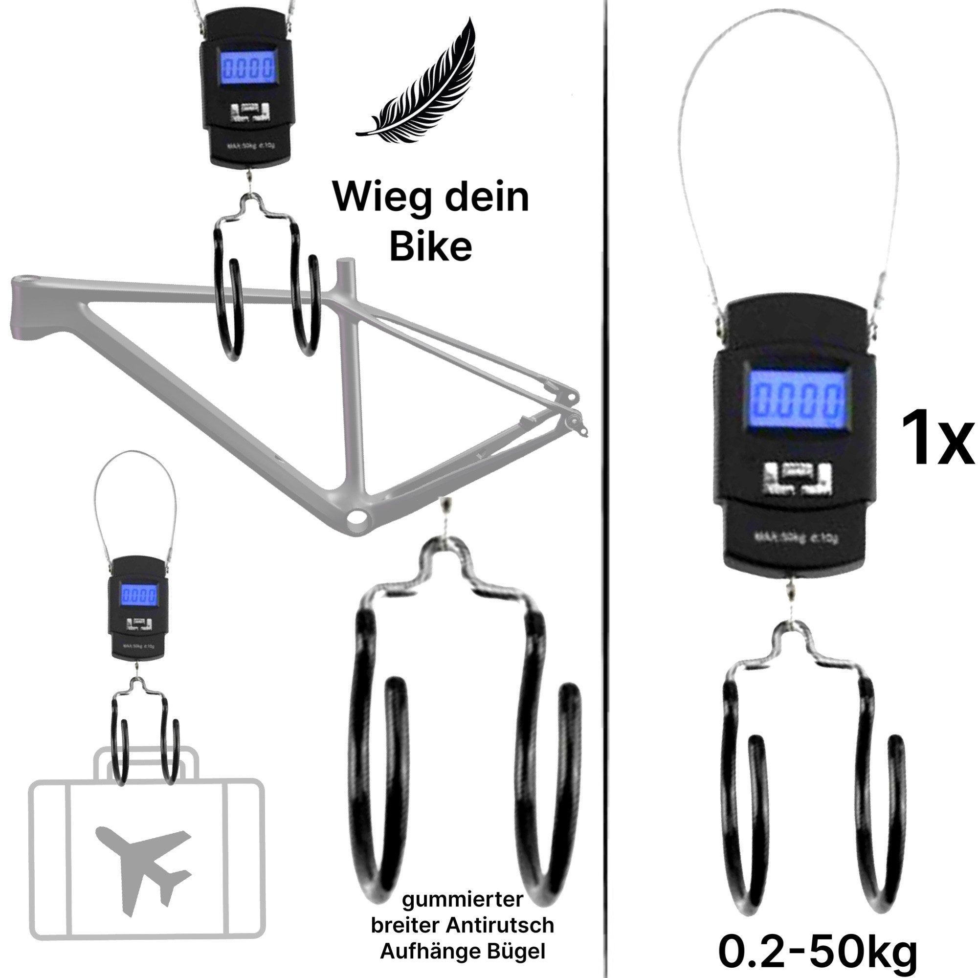 XLC Fahrrad-Montageständer Hängewaage für Fahrrad wieg dein Bike Gepäck Kofferwaage 0,02kg - 50kg