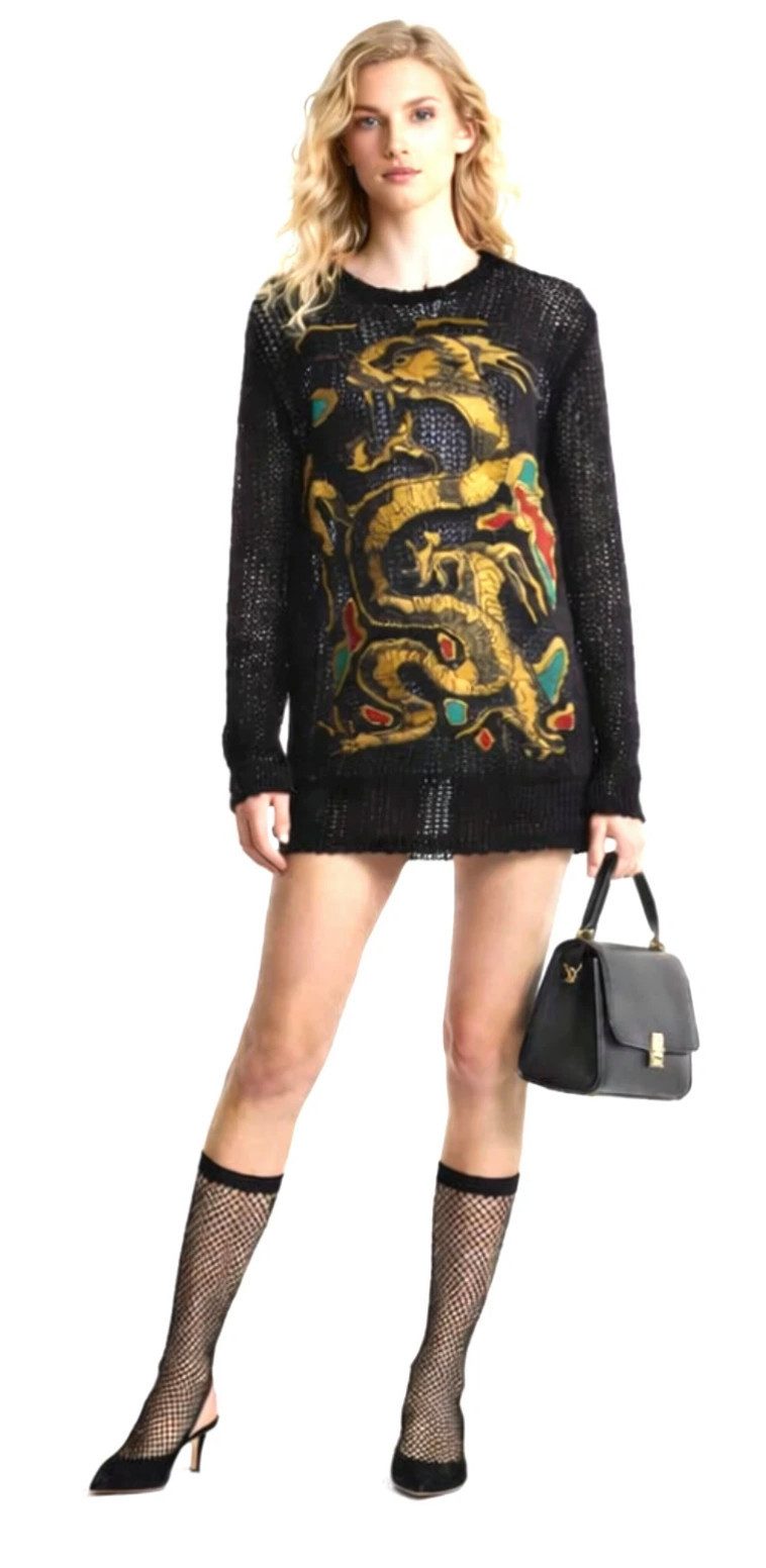 VALENTINO GARAVANI Strickpullover 1968 Dragon Pullover Pulli Unisex Großflächiges Drachenmotiv mit starker Präsenz