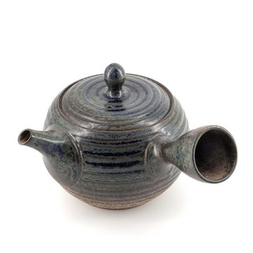 teayumi Teekanne MINATO Kyusu Keramikkanne 380 ml Blau Braun, 380 l, (2-teilig), Integriertes Tonsieb