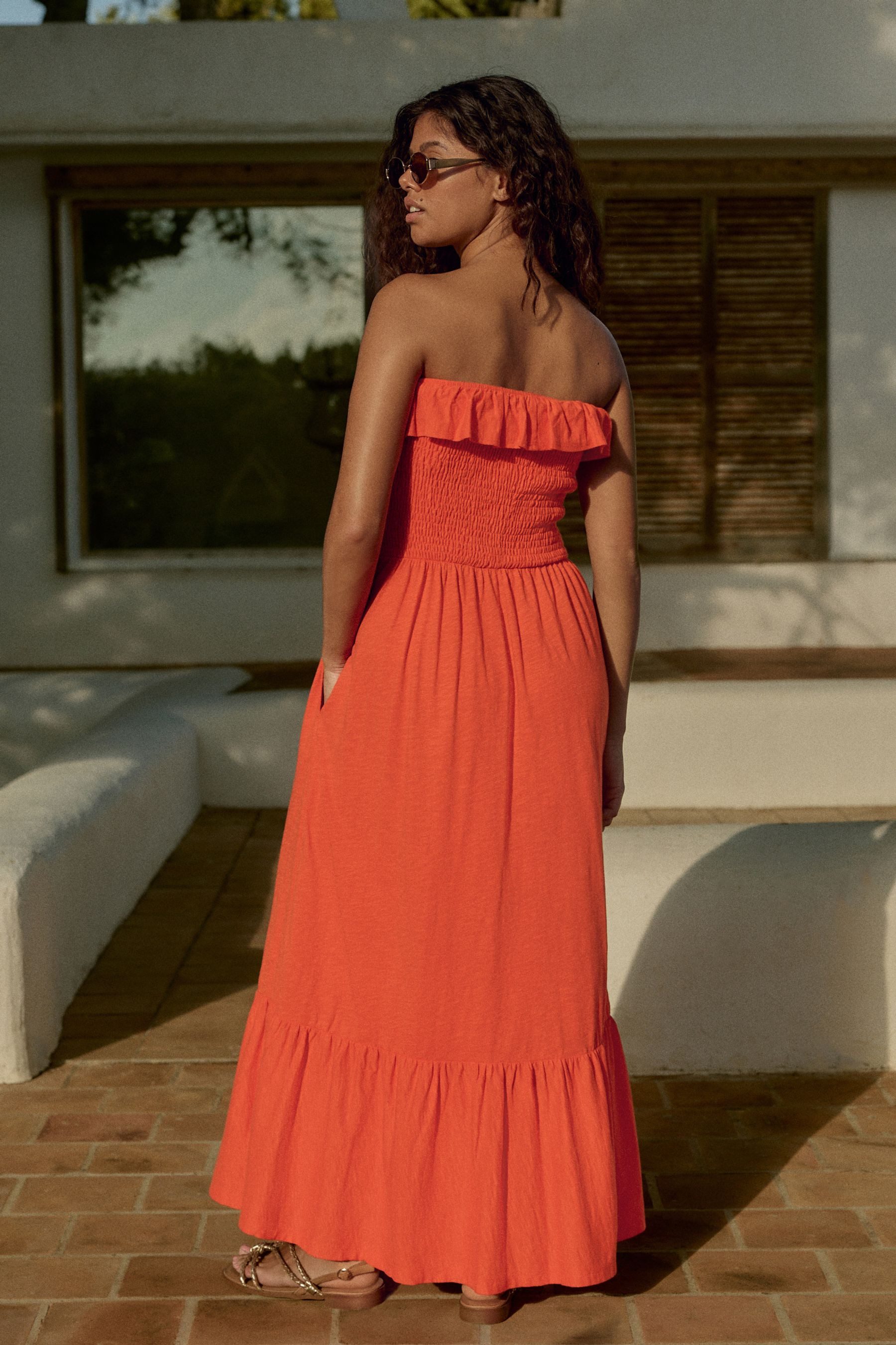 Next Midikleid Sommerkleid Baumwolle Carmenausschnitt und günstig online kaufen