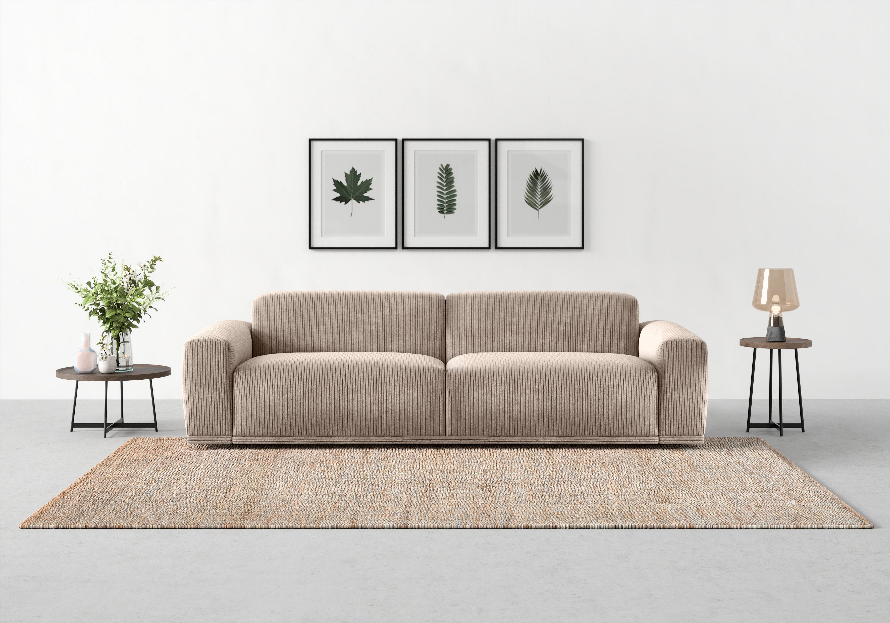 TRENDMANUFAKTUR Big-Sofa Braga, mit hochwertigem Kaltschaum, Megasofa, in Cord erhältlich, modernes Big-Sofa, Couch mit hohem Sitzkomfort, 254/72/107 cm (B/H/T)