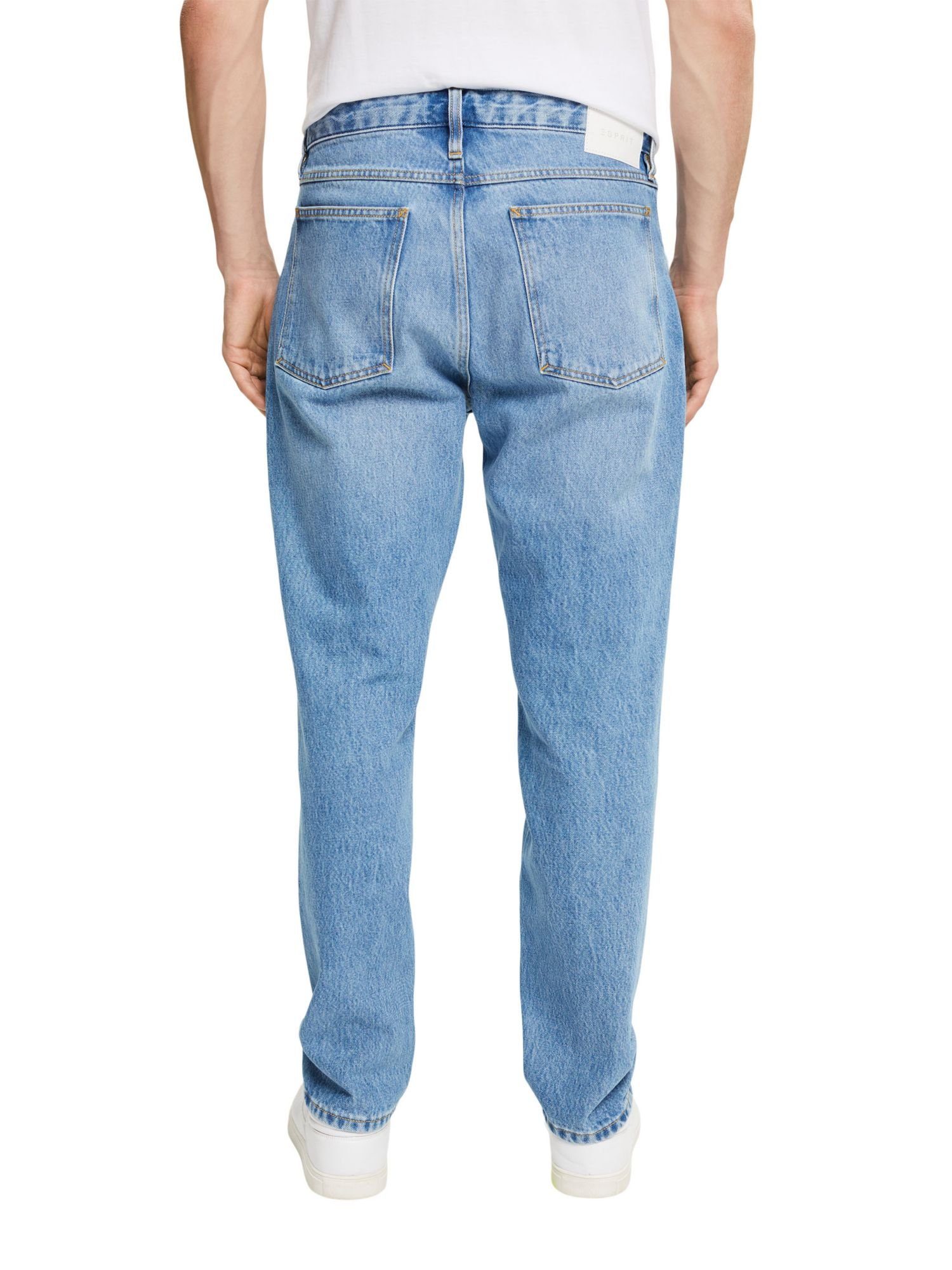 Esprit Straight-Jeans Jeans mit geradem BLUE LIGHT Bein, Organic WASHED Cotton