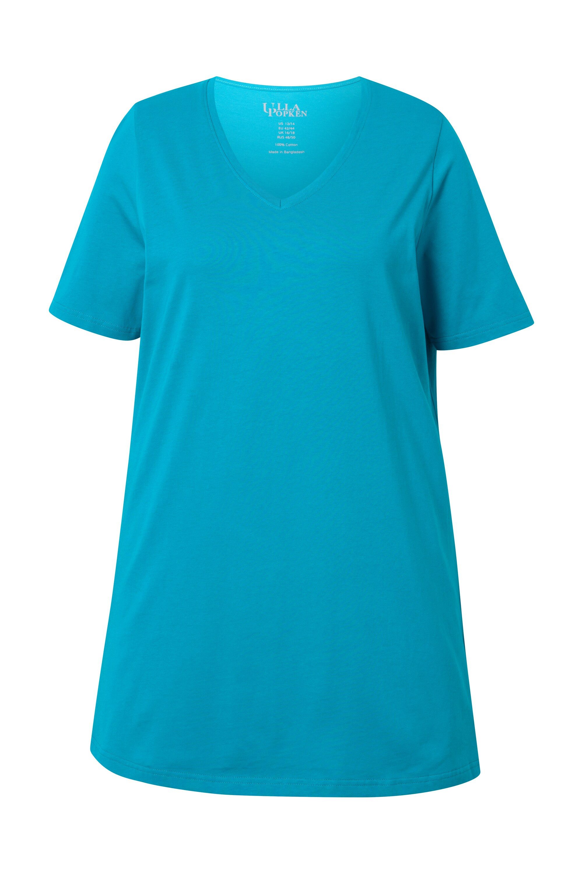 Ulla Popken Longshirt Longshirt A-Linie V-Ausschnitt Halbarm günstig online kaufen