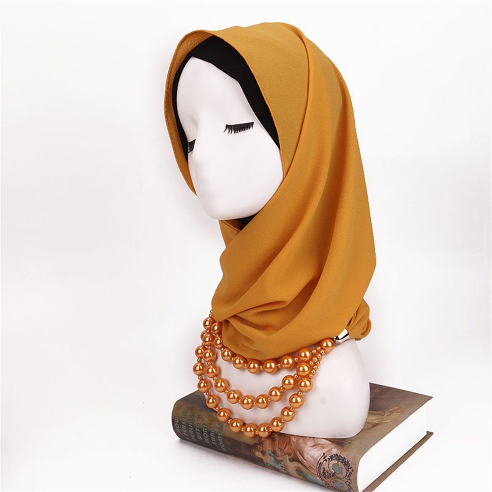 Perlenkette dekorative Schal Rouemi Modeschal Aprikose Schal, Damen Schal,Imitation warmen Loop
