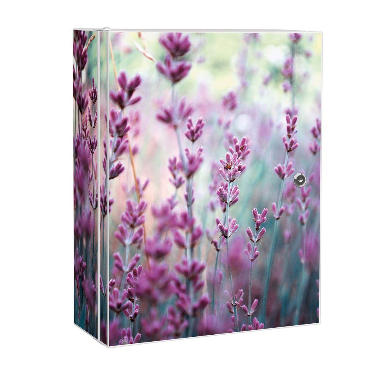 banjado Medizinschrank Stahl Lavendel (abschließbar, 3 große und 2 kleine Fächer) 35 x 46 x 15cm weiß