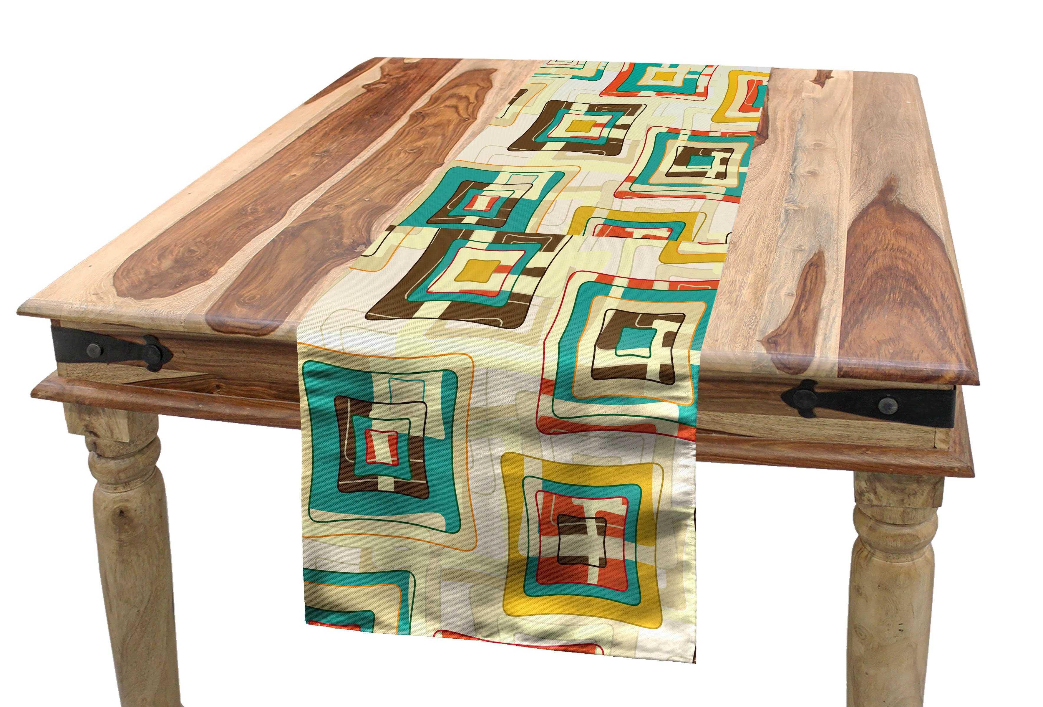 Abakuhaus Tischläufer Esszimmer Küche Rechteckiger Dekorativer Tischläufer, Geometrisch Surreal Puzzle-Form