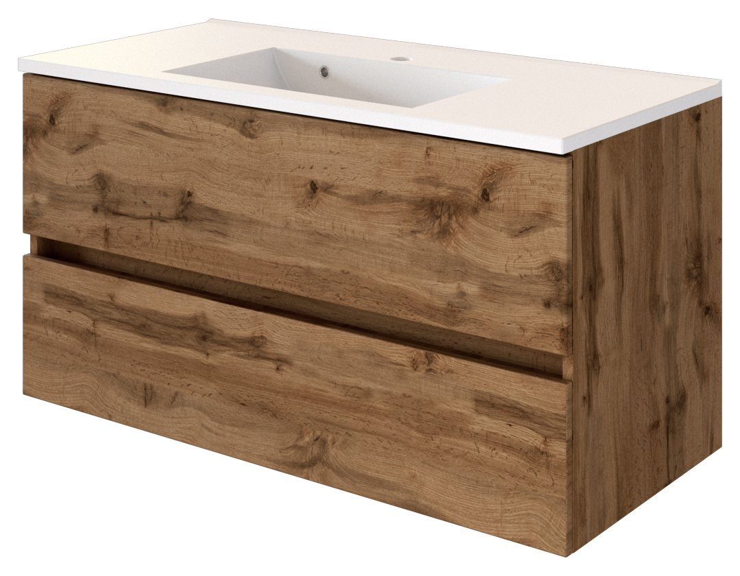 HELD MÖBEL Badmöbel-Set Waschtisch-Set Baabe 100 cm Wotaneiche/Wotaneiche