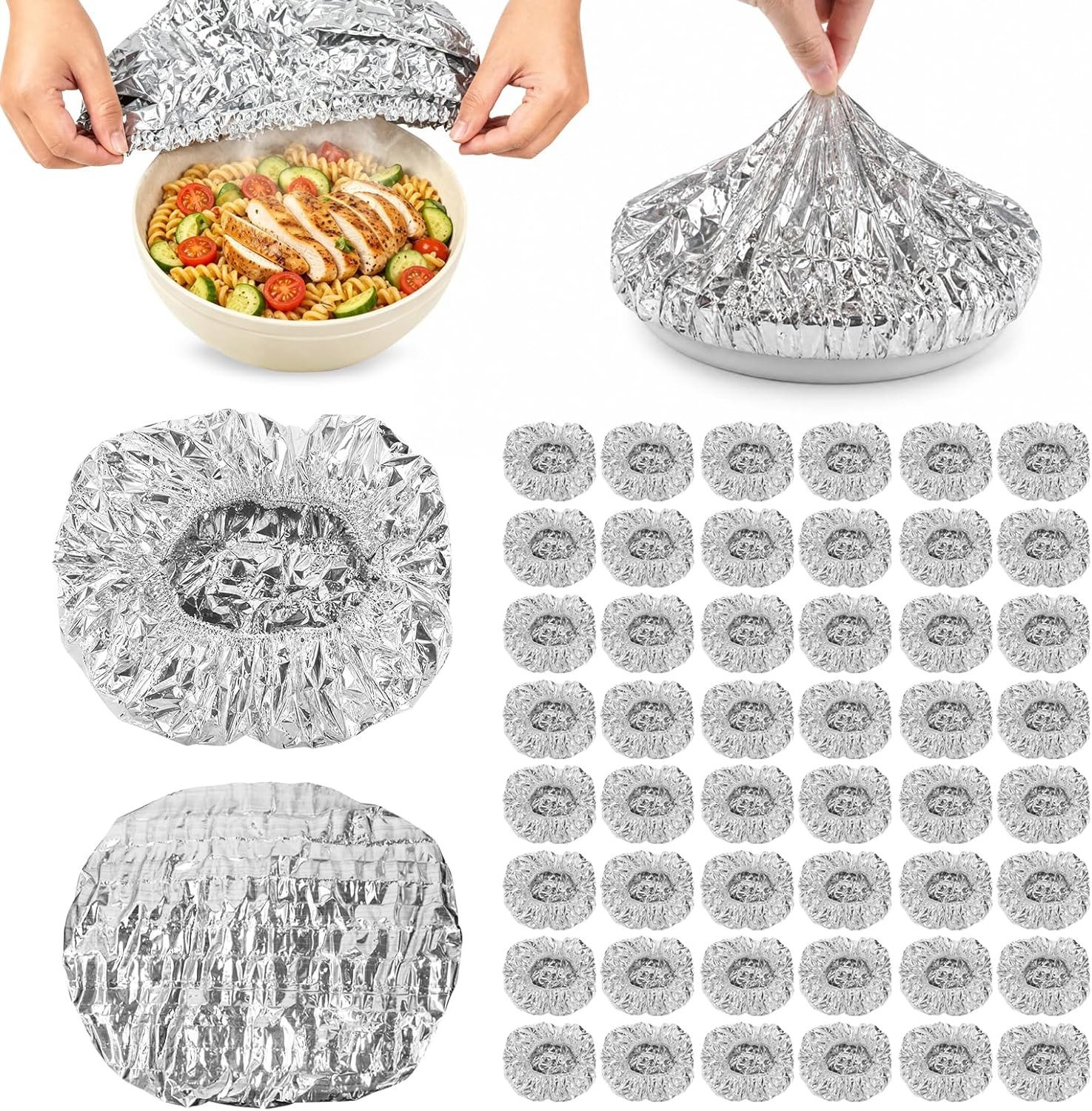 FELIXLEO Frischhaltedose 100 Stück Alufolie Isolierhaube Wiederverwendbar Frisch