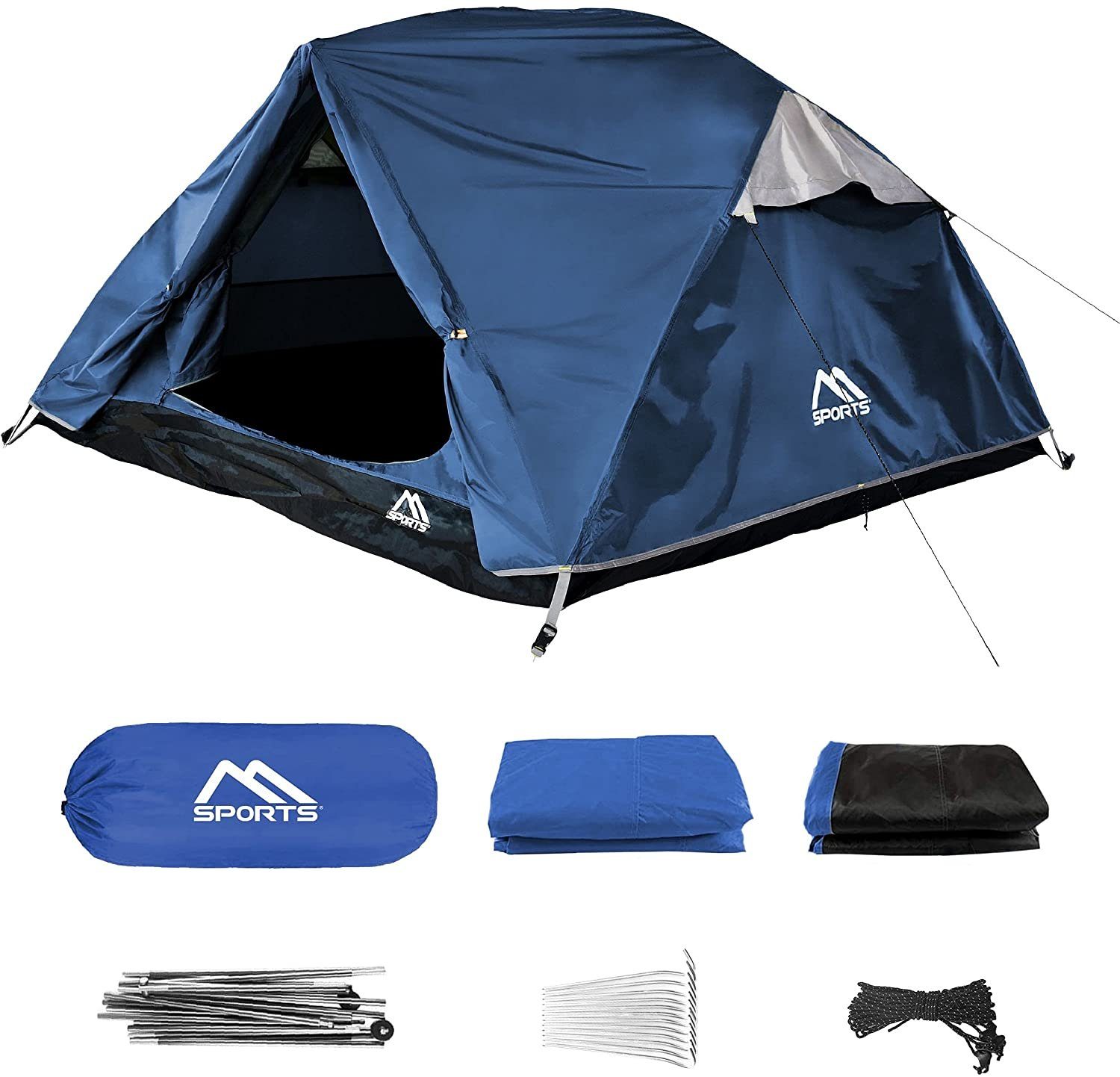 MSports® Igluzelt Campingzelt Ultraleicht Zelt für 3 Personen Würfelzelt Wasserdicht Winddicht Kuppelzelt Zelt Königsblau