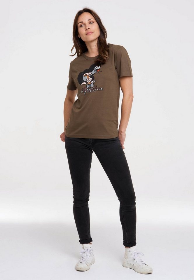 LOGOSHIRT T-Shirt Der kleine Maulwurf mit lizenziertem Print, Niedliches T- Shirt von Logoshirt für Damen