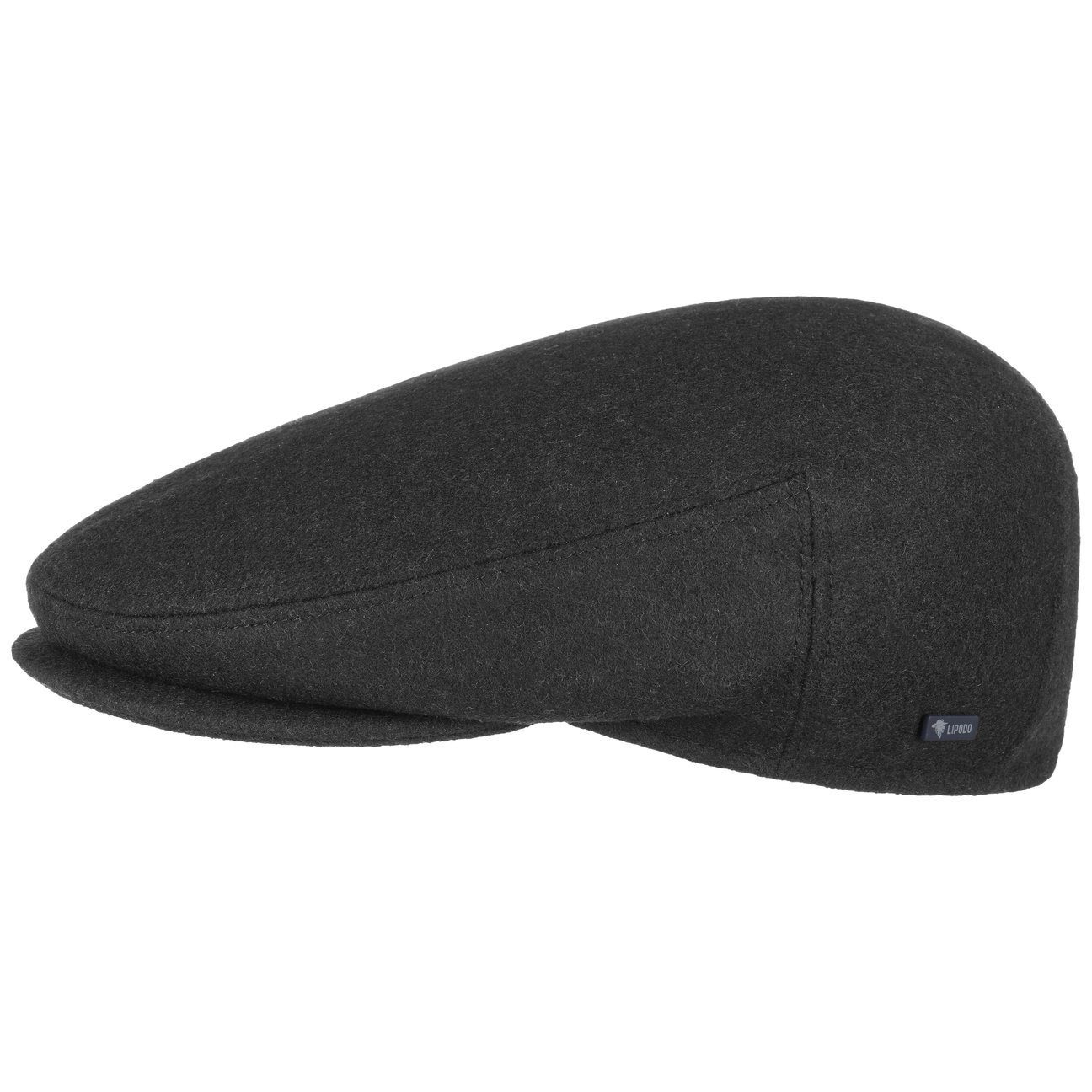 Lipodo Flat Cap (1-St) in Italy Flatcap schwarz Made mit Schirm