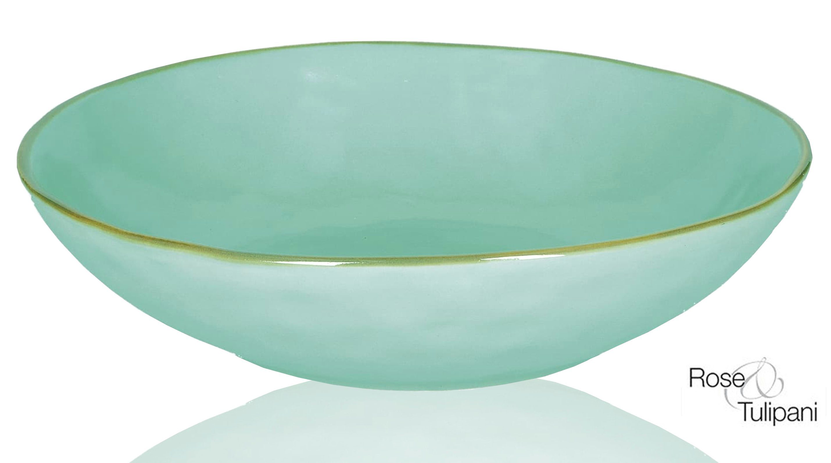 Rose & Tulpani Suppenteller Teller tief 21cm Suppenteller Pastateller Suppenschüssel Verde Aqua, (1 St), Handgefertigt, Spülmaschinenfest, Mikrowellenfest, Backofengeeignet