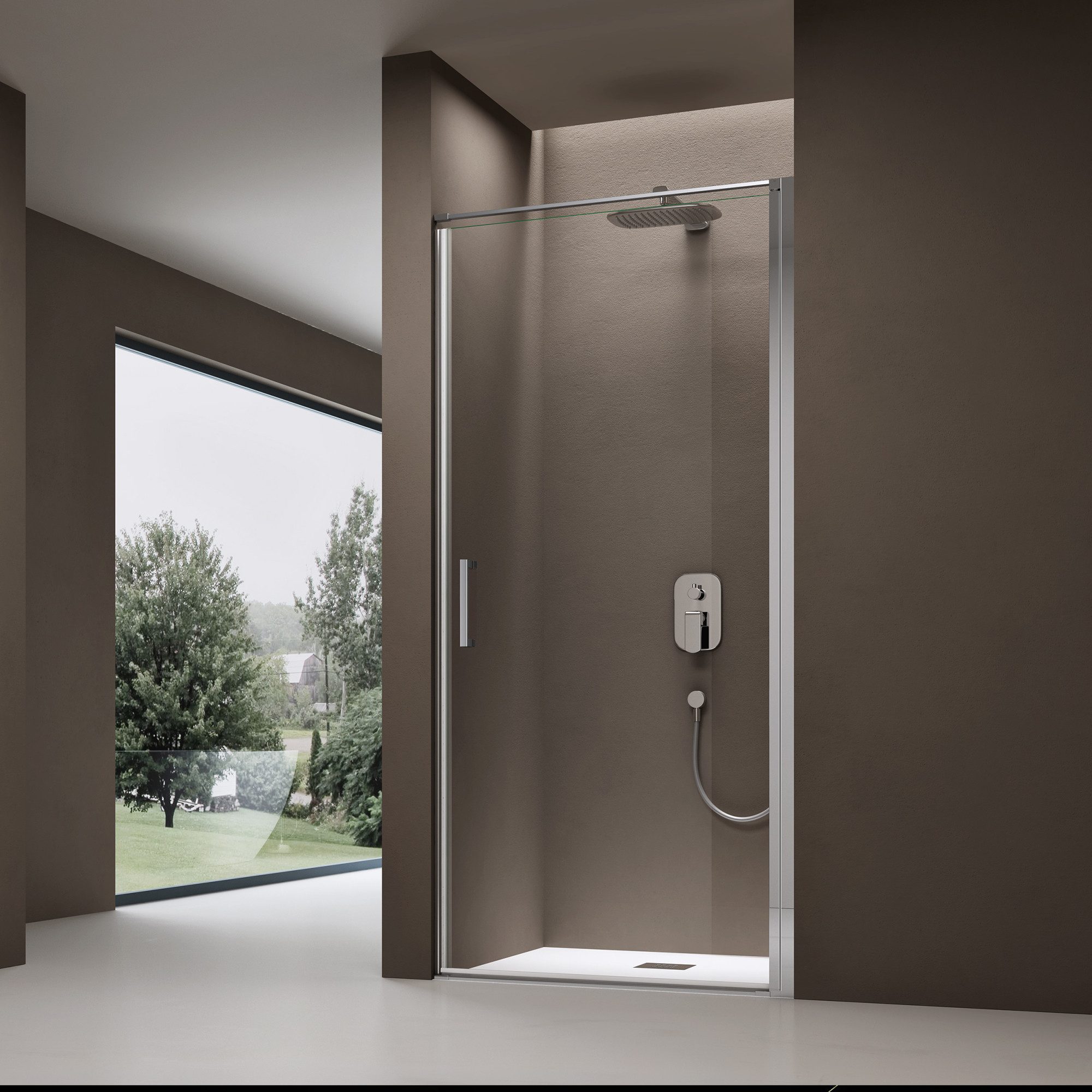 doporro Dusch-Drehtür Duschtür Nischentür dusche Duschabtrennung Duschkabine Teramo36, 75x195 cm, Einscheibensicherheitsglas