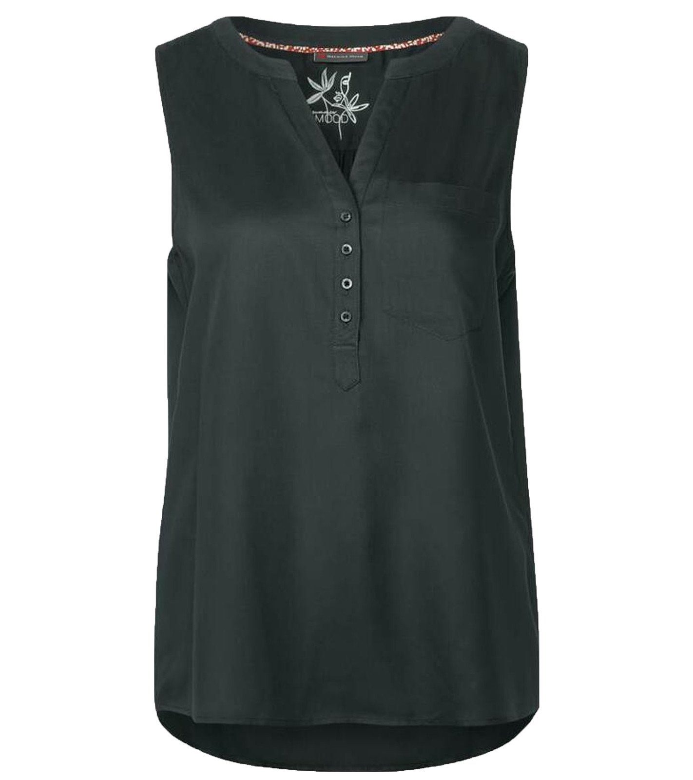 STREET ONE Blusentop »Street One QR Solid Bluse unifarbenes Damen Shirt mit  Brusttasche Sommer-Bluse Schwarz« online kaufen | OTTO