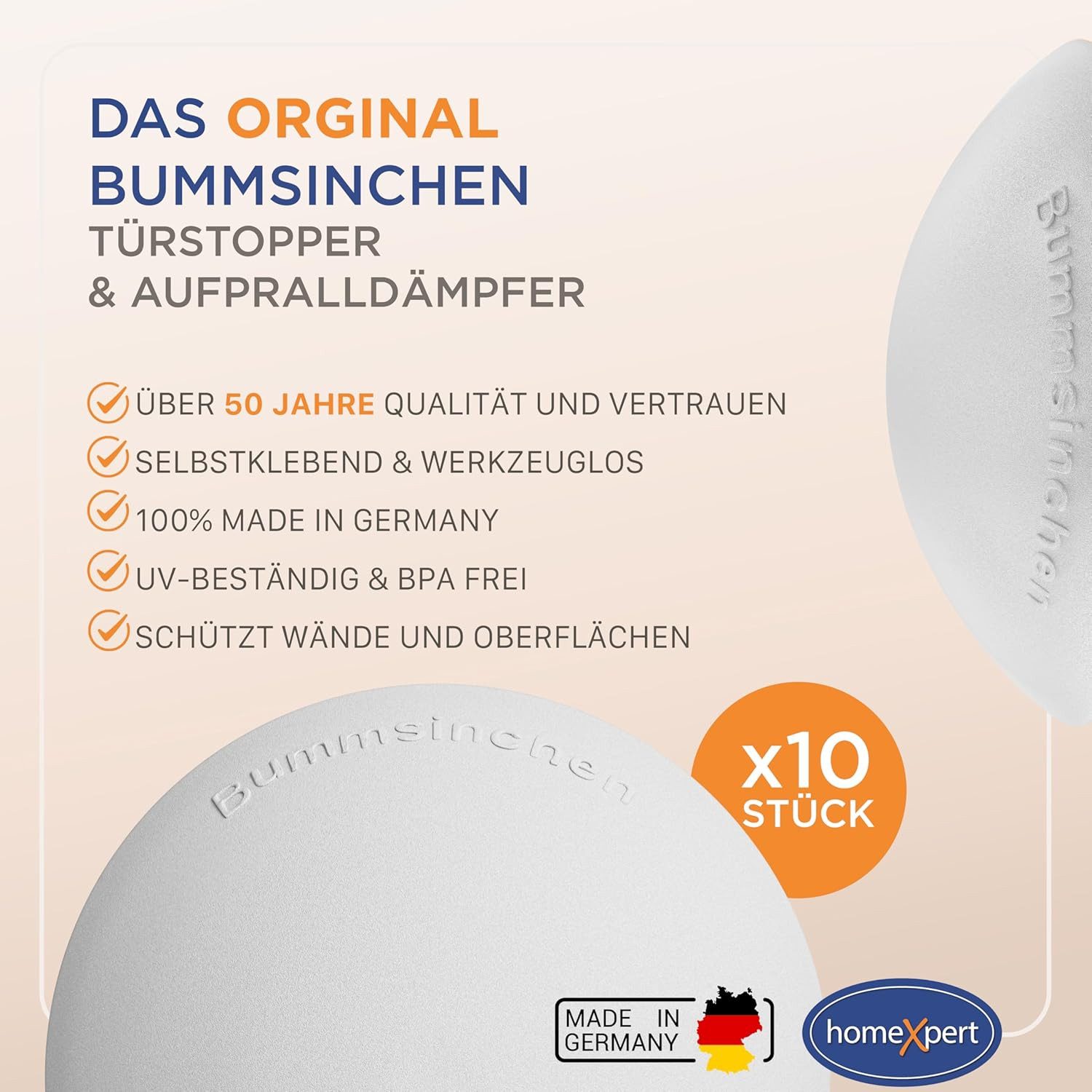 homeXpert Wandtürstopper Türpuffer BUMMSINCHEN 10-er Pack (10-er Set) günstig online kaufen