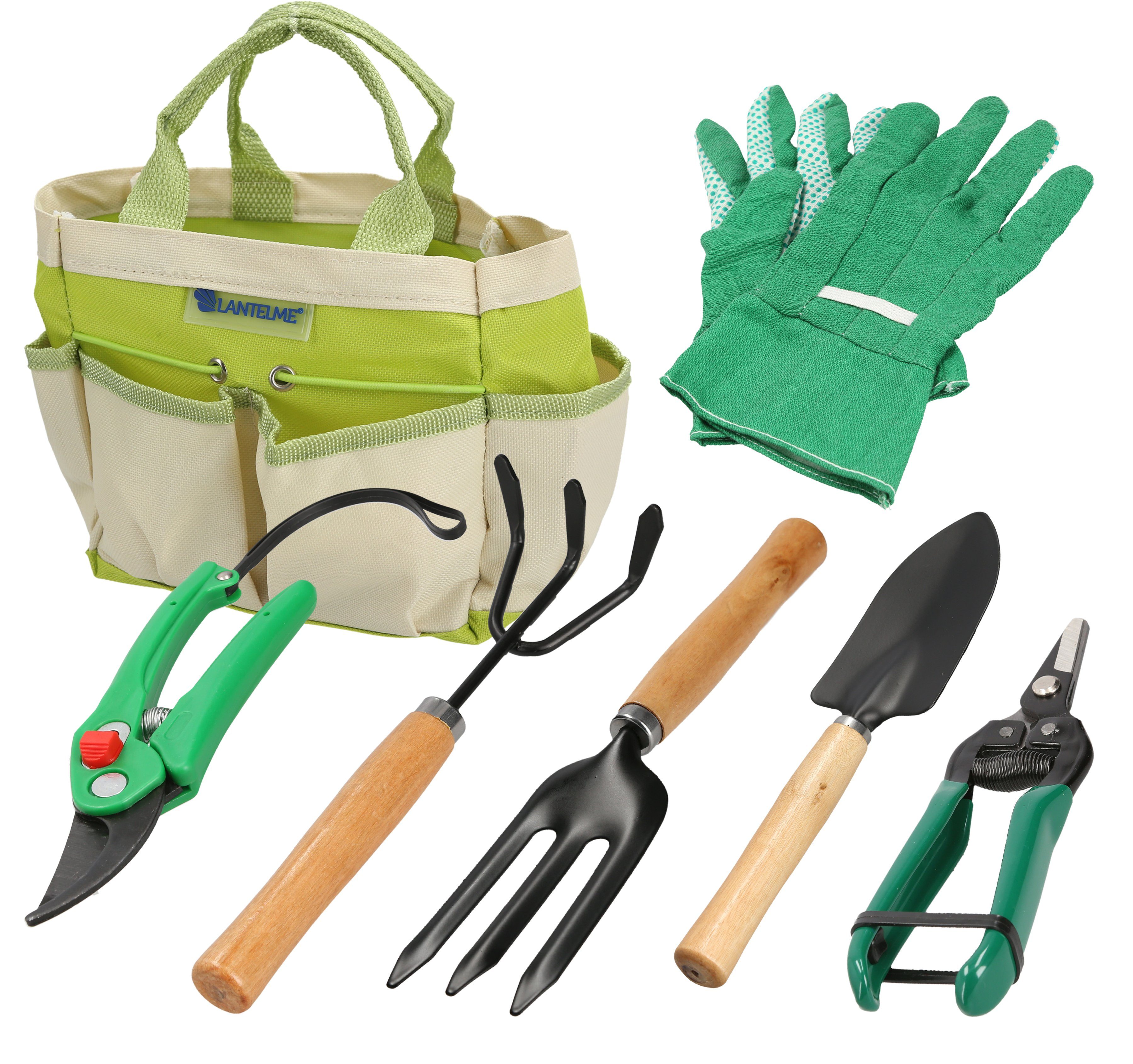 Lantelme Gartenpflege-Set Gartenwerkzeugset Balkonset, 7-teilig mit Tasche