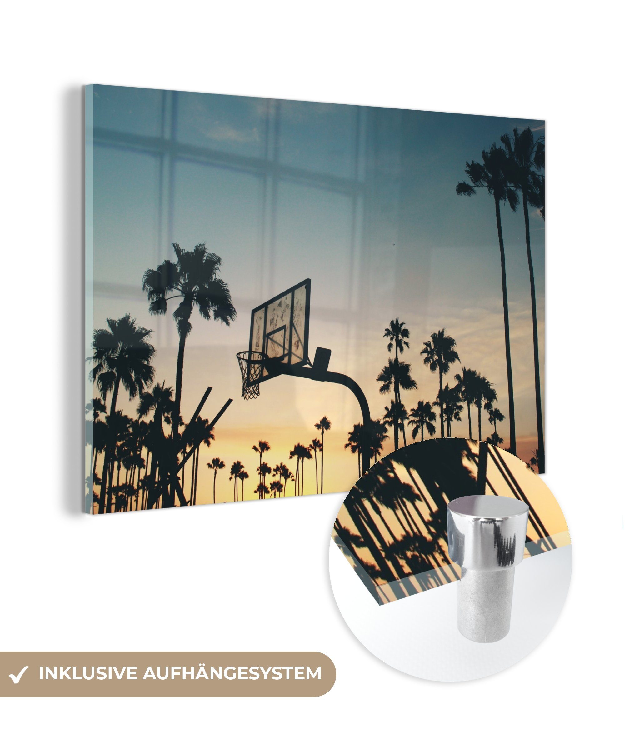 St), (1 Acrylglasbild Schlafzimmer Los Wohnzimmer MuchoWow Acrylglasbilder - Basketball, Licht - & Angeles