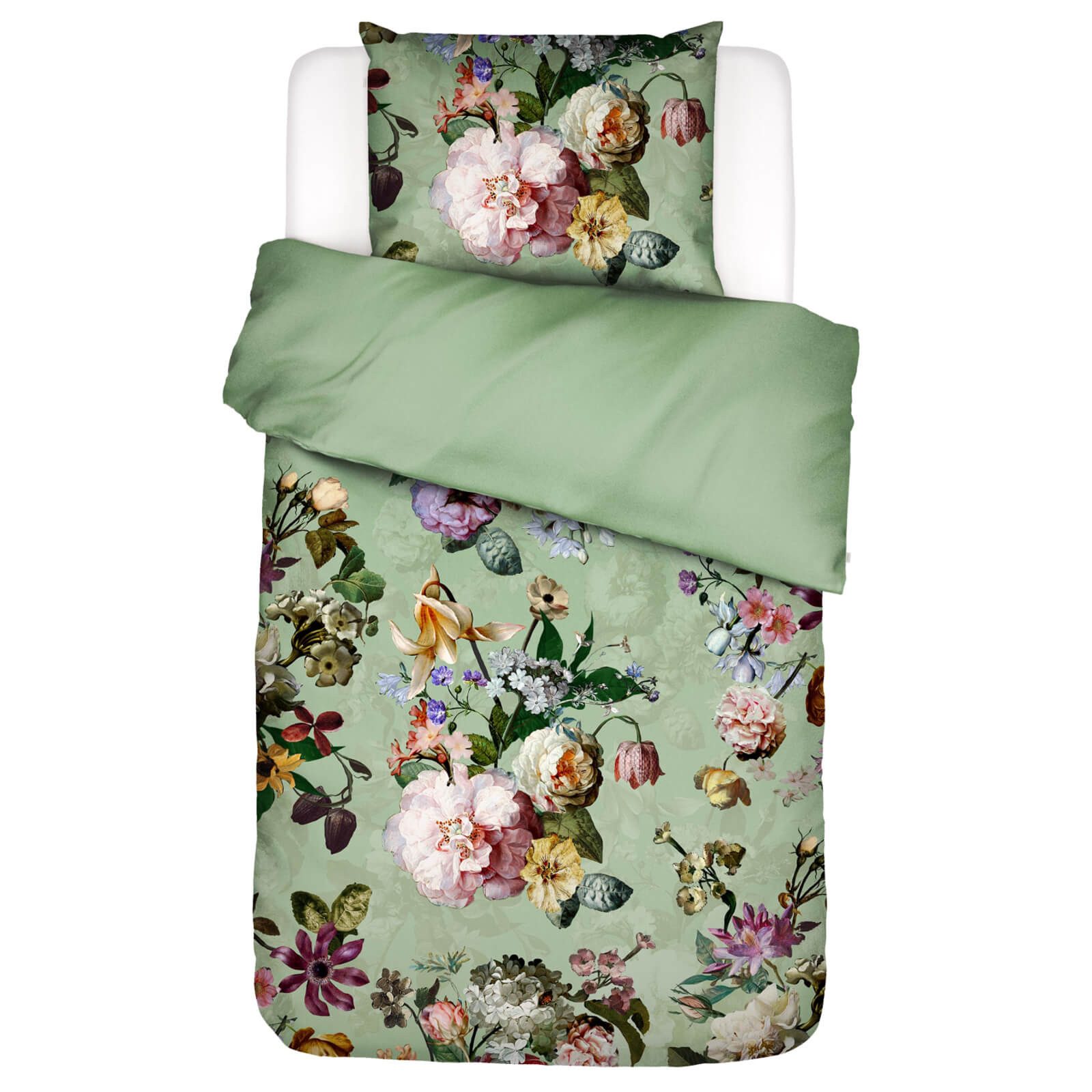 Essenza Bettwäsche Fleur Quiet green Satin, Baumwolle, 2 teilig, Lilien, Da günstig online kaufen