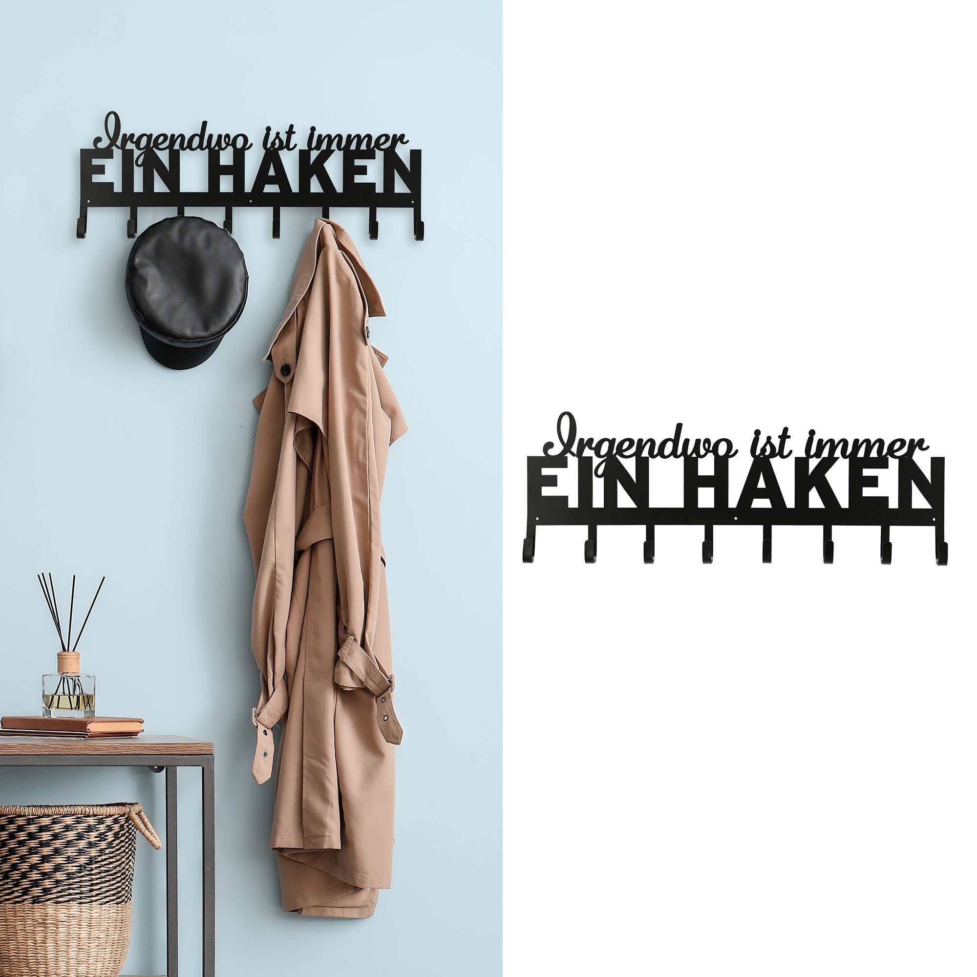 CEPEWA Garderobenleiste Garderobenleiste "Haken" 70x5x25cm Spruch 8 Haken günstig online kaufen