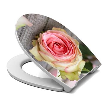 banjado WC-Sitz Motiv Rosa Rose (umweltfreundliches Material & Take-Off Technologie, Softclose Absenkautomatik), 45 x 38,4 x 4,2cm