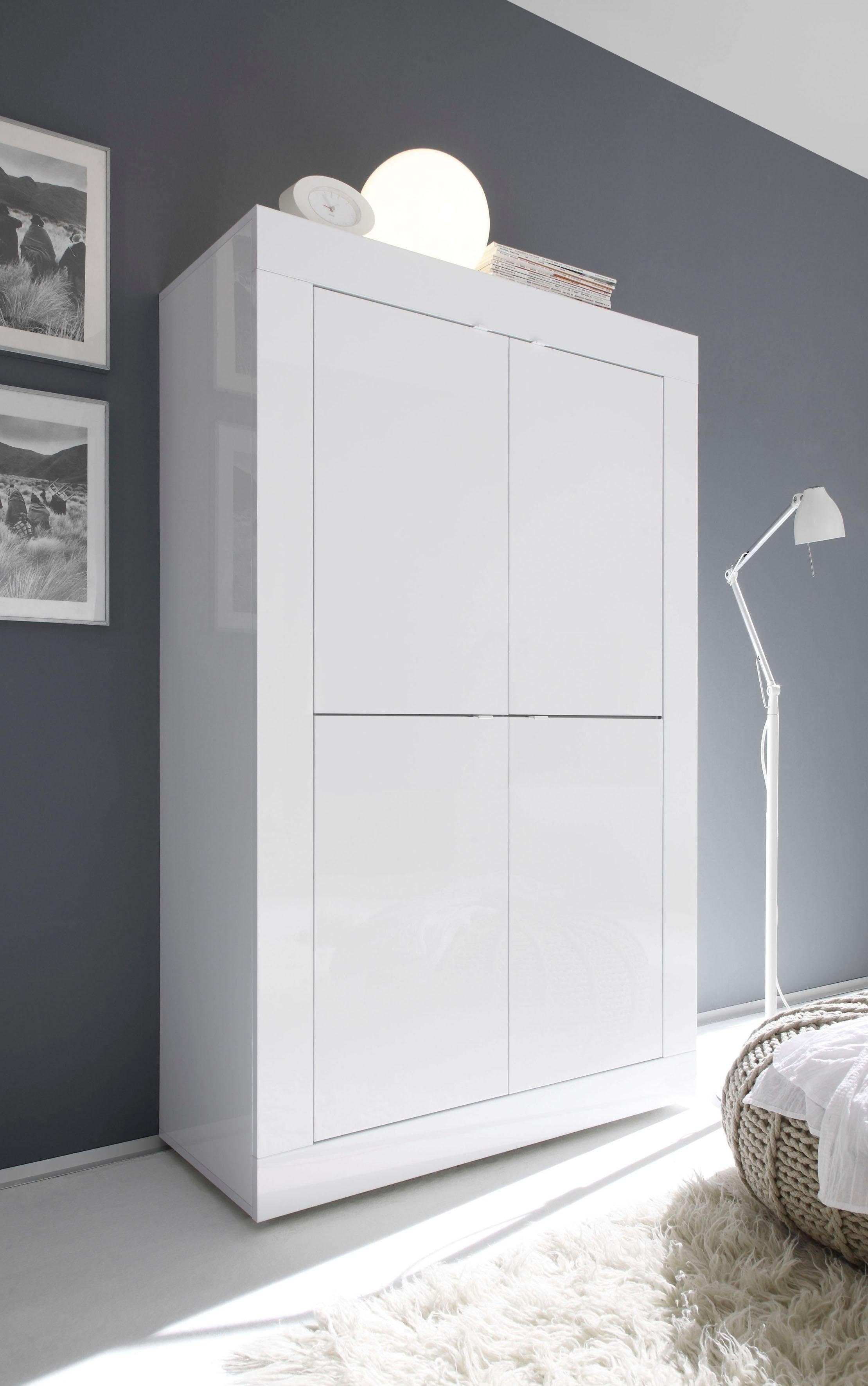 Highboard Basic Höhe 162 cm, Breite 102 cm, Kommode 4 Türen, Hochkommode