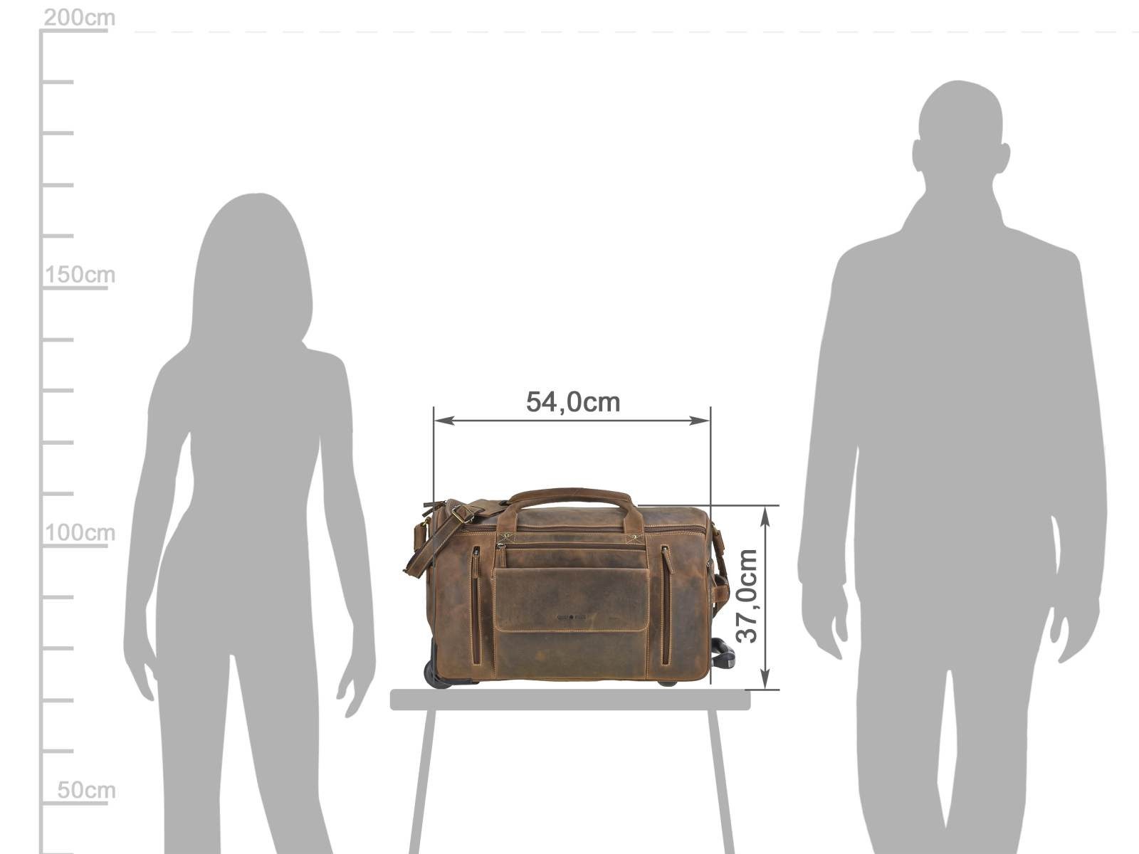 Greenburry Reisetasche "Vintage" Leder, Weekender, Leder antikbraun, 53x34x26cm, Sporttasche