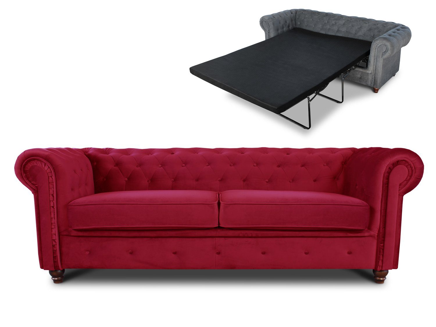 Sofnet Schlafsofa Asti 3 Bis, mit Schlaffunktion, Chesterfield Sofa 3-er, Sofagarnitur, Bettsofa