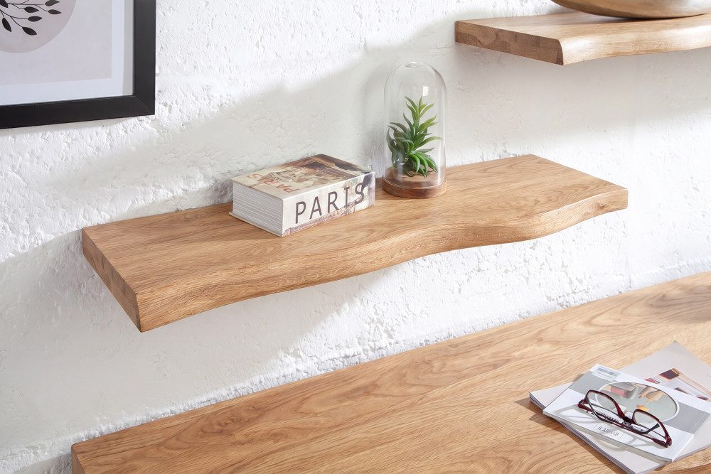 riess-ambiente Wandregal GRAND OAK 80cm natur - geöltes Eichenholz, Baumkante, handmade, Unikat, Einzelartikel 1-tlg., Natürliche Ablage - ideal für Wohn- und Schlafzimmer oder Flur