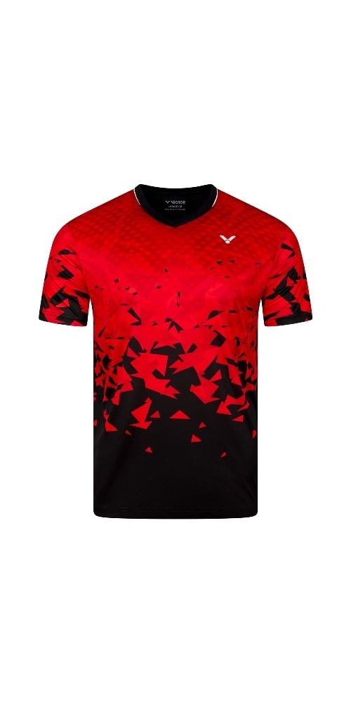 VICTOR T-Shirt T-53101 D (100% Polyester) rot/schwarz Herren