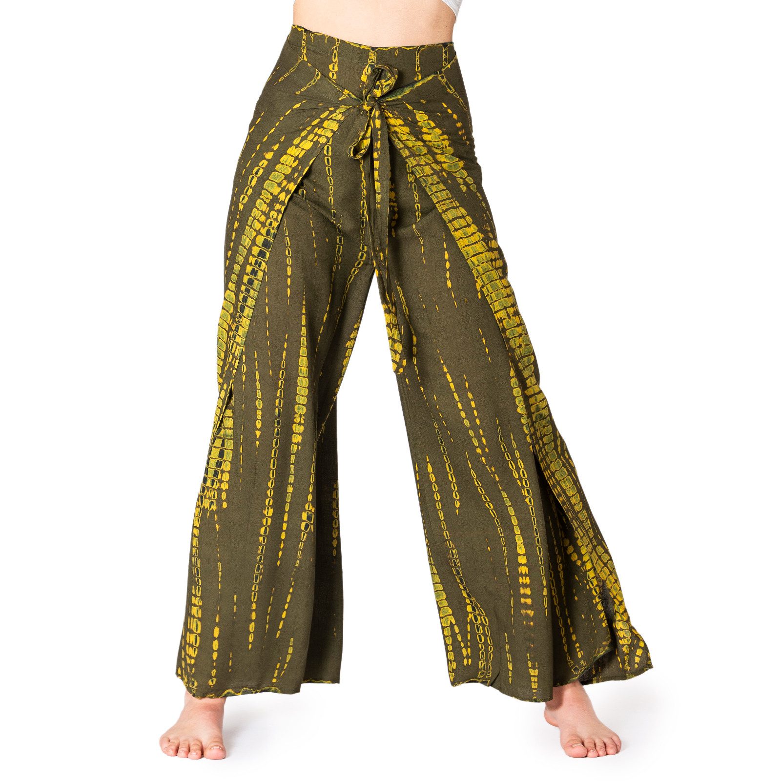 PANASIAM Palazzohose Sunshine Hosenrock im Tie-Dye Design luftige Wickelhose Palazzohose aus natürlicher Viskose Culotte mit weitem Bein für Urlaub Strand Büro