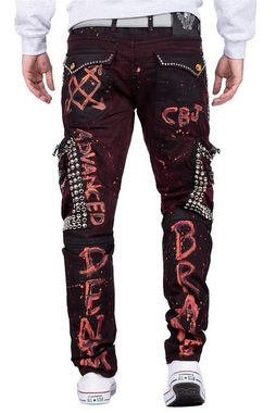 Cipo & Baxx Regular-fit-Jeans Hose BA-CD693 mit Seitentaschen und Schriftzügen