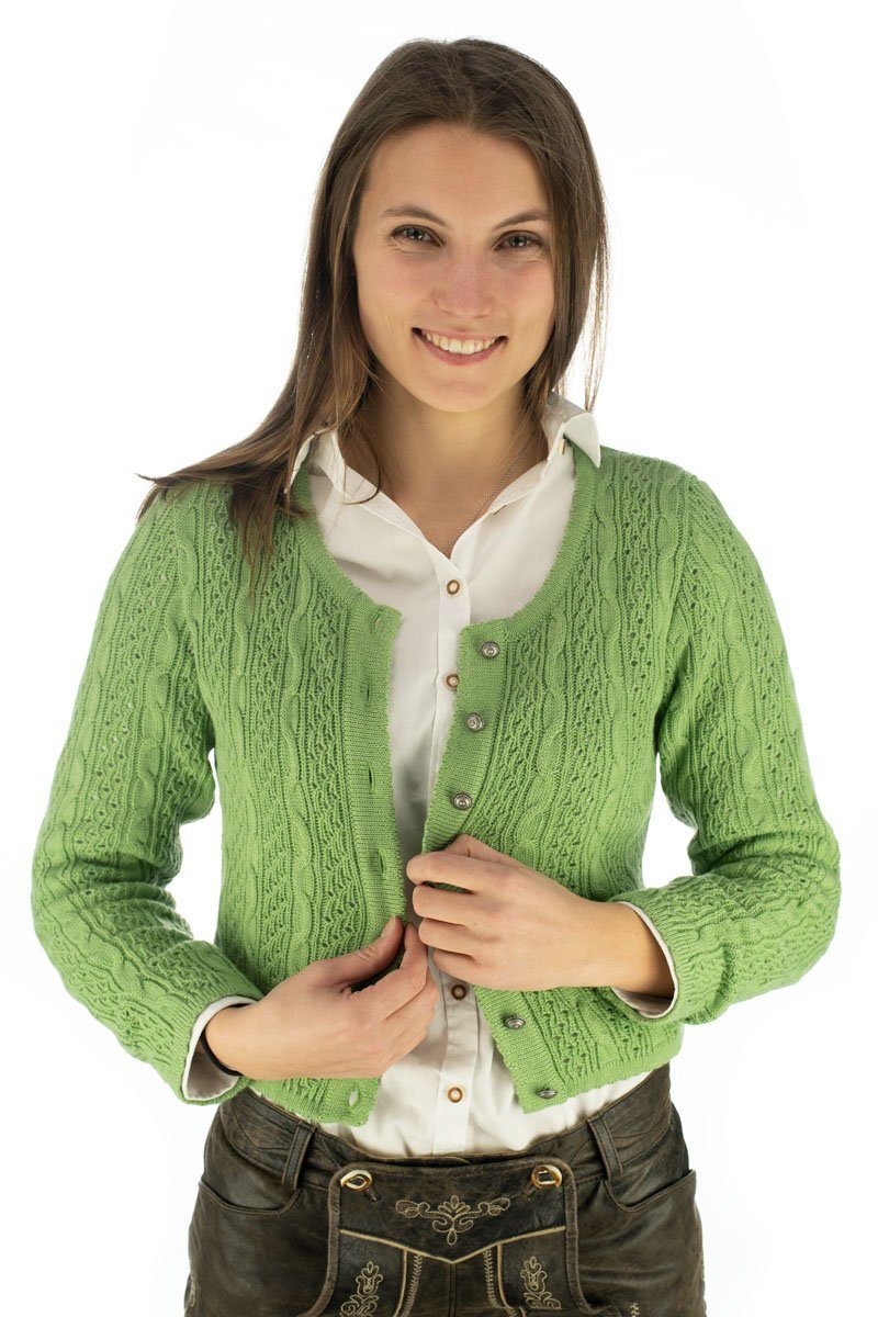 OS Trachten Strickjacke Igaza Trachtenjacke mit Zopfmuster