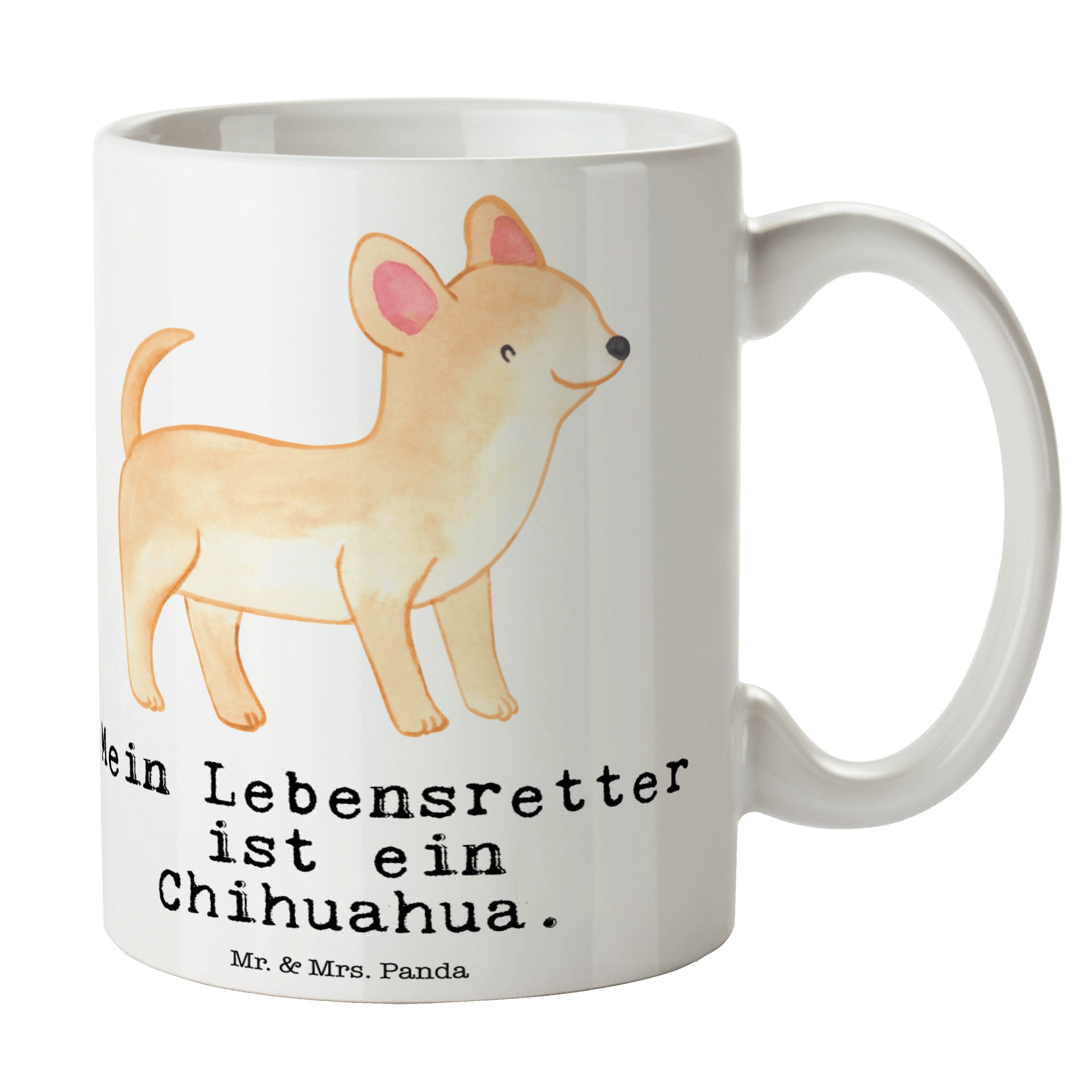 Mr. & Mrs. Panda Tasse Chihuahua Lebensretter - Weiß - Geschenk, Hundebesitzer, Tasse Motive, Keramik