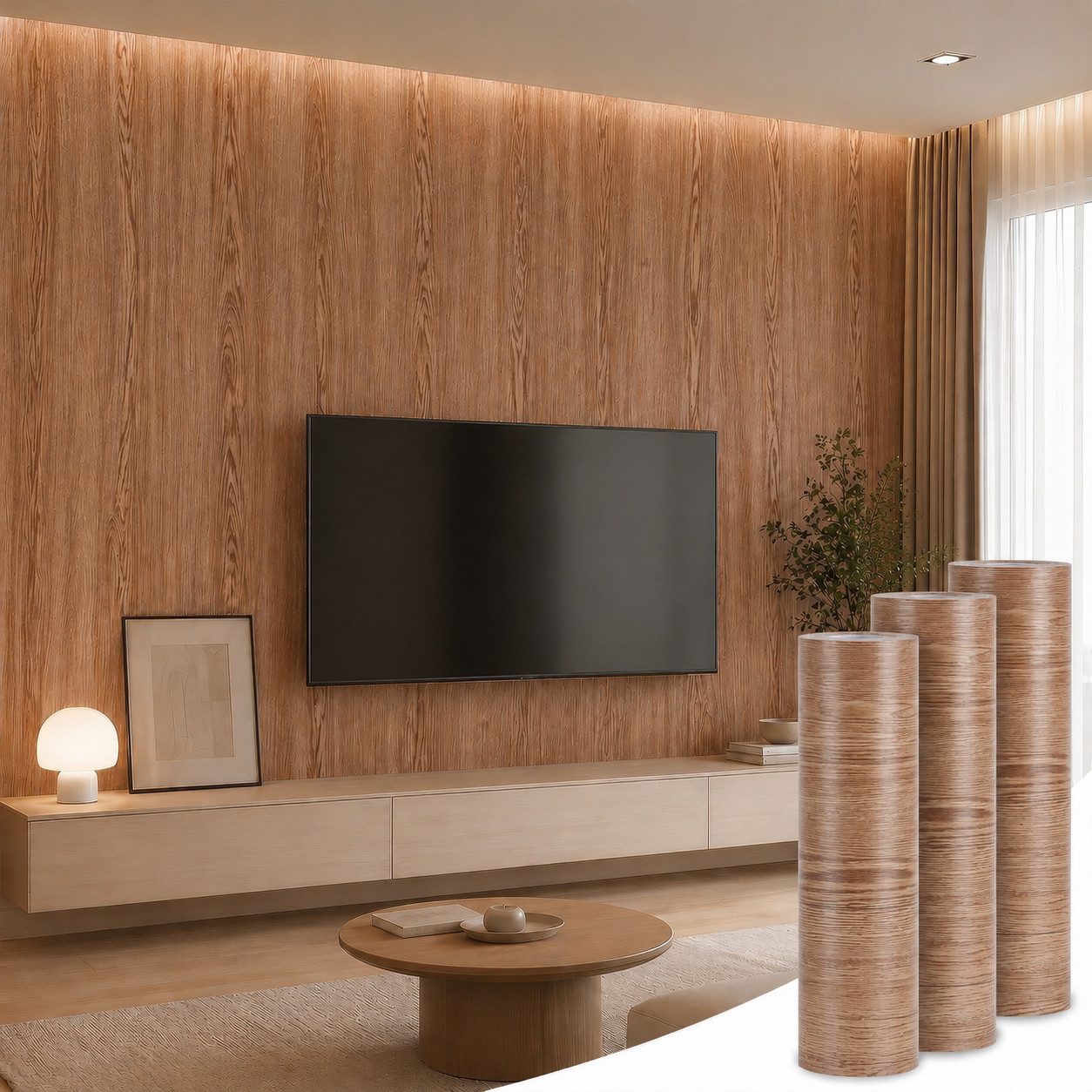 BlingBin Möbelfolie Selbstklebende Möbelfolie in Holzoptik 40×300 cm, (3er Set, 3St.}, 3 x Klebefolie Rolle), Wasserdicht Dekorfolie, zuschneidbare Möbelfolie für DIY-Renovierung