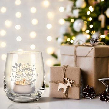 GRAVURZEILE Teelichthalter von Leonardo aus Glas mit Gravur - Weihnachtsdeko - Christmas Swirls, Geschenke für Frauen und Männer zu Weihnachten Nikolaus und Wichtel