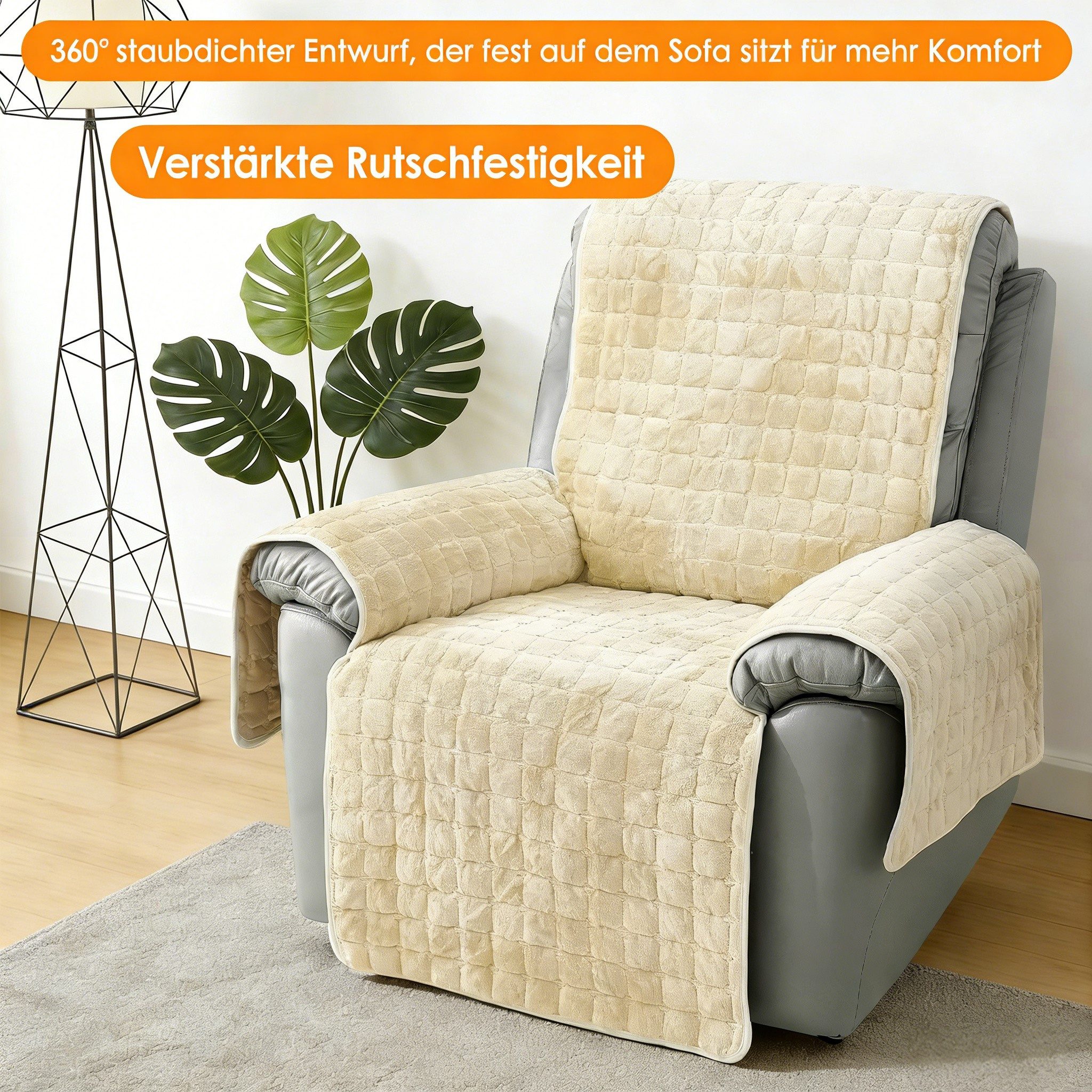 BlingBin Sofaschoner Sofahussen Sofa Armlehnenbezüge Plüsch Sesselschoner Anti-Rutsch, Sofabezug, weich und waschbar, Möbelschutz für Kinder, Hunde & Katzen